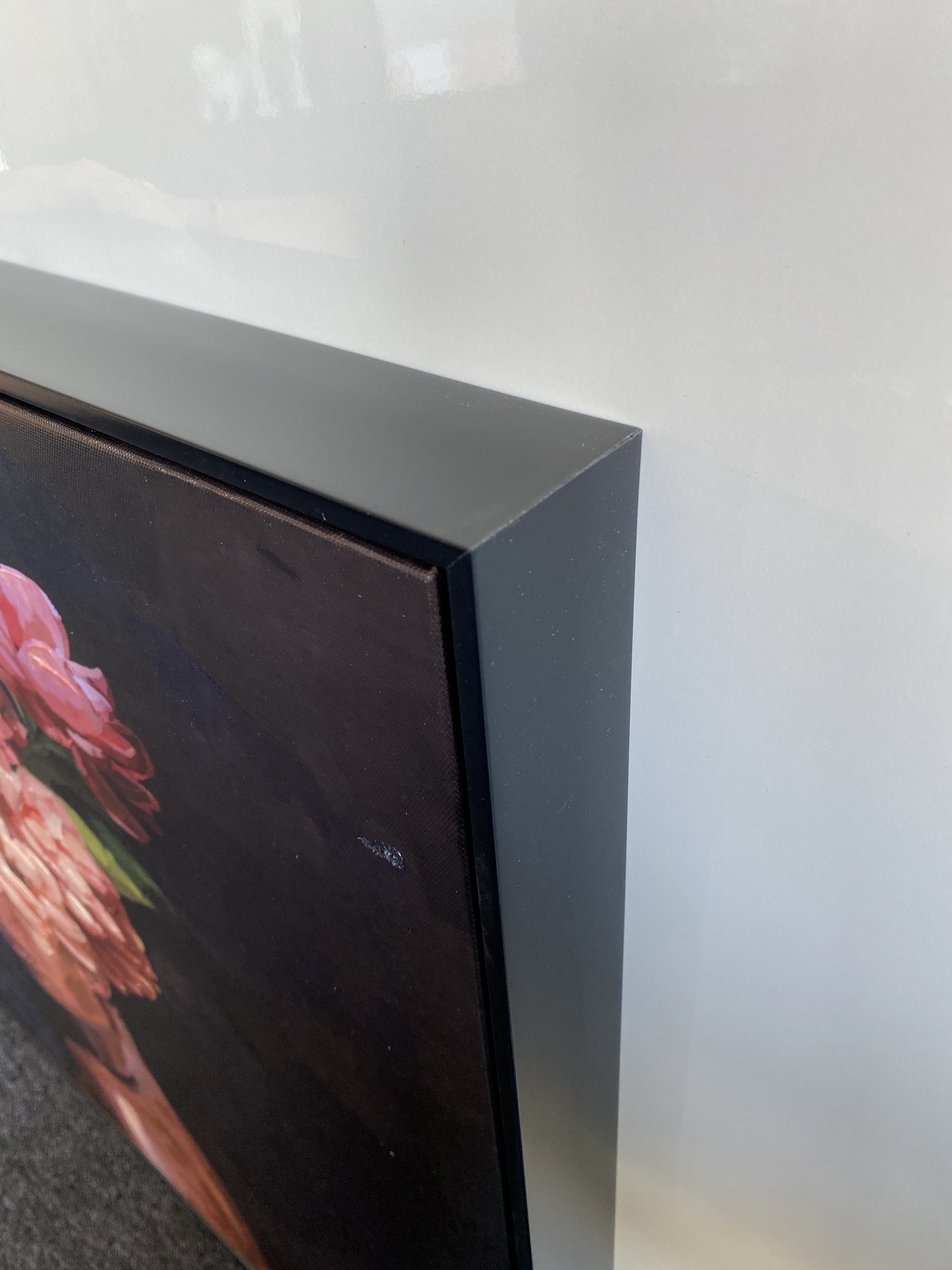 Schilderij vrouw met bloemen 82x82