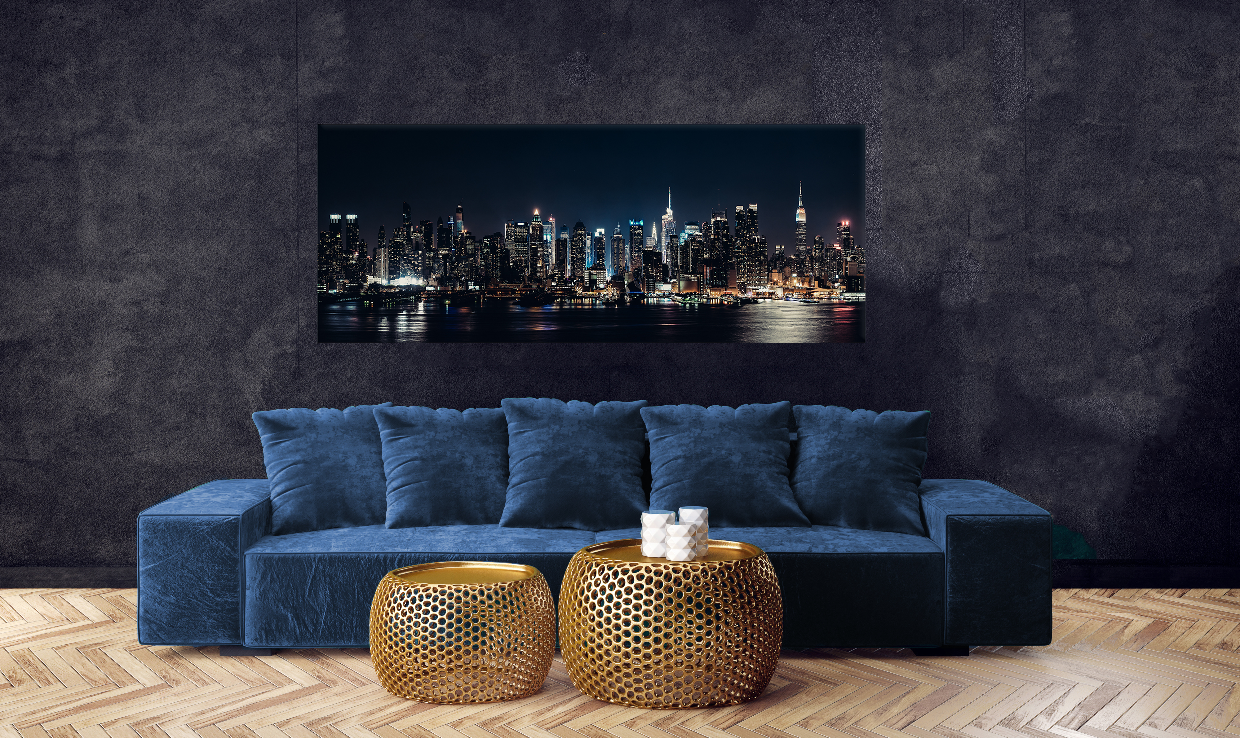 Skyline metallic op glas 50x125