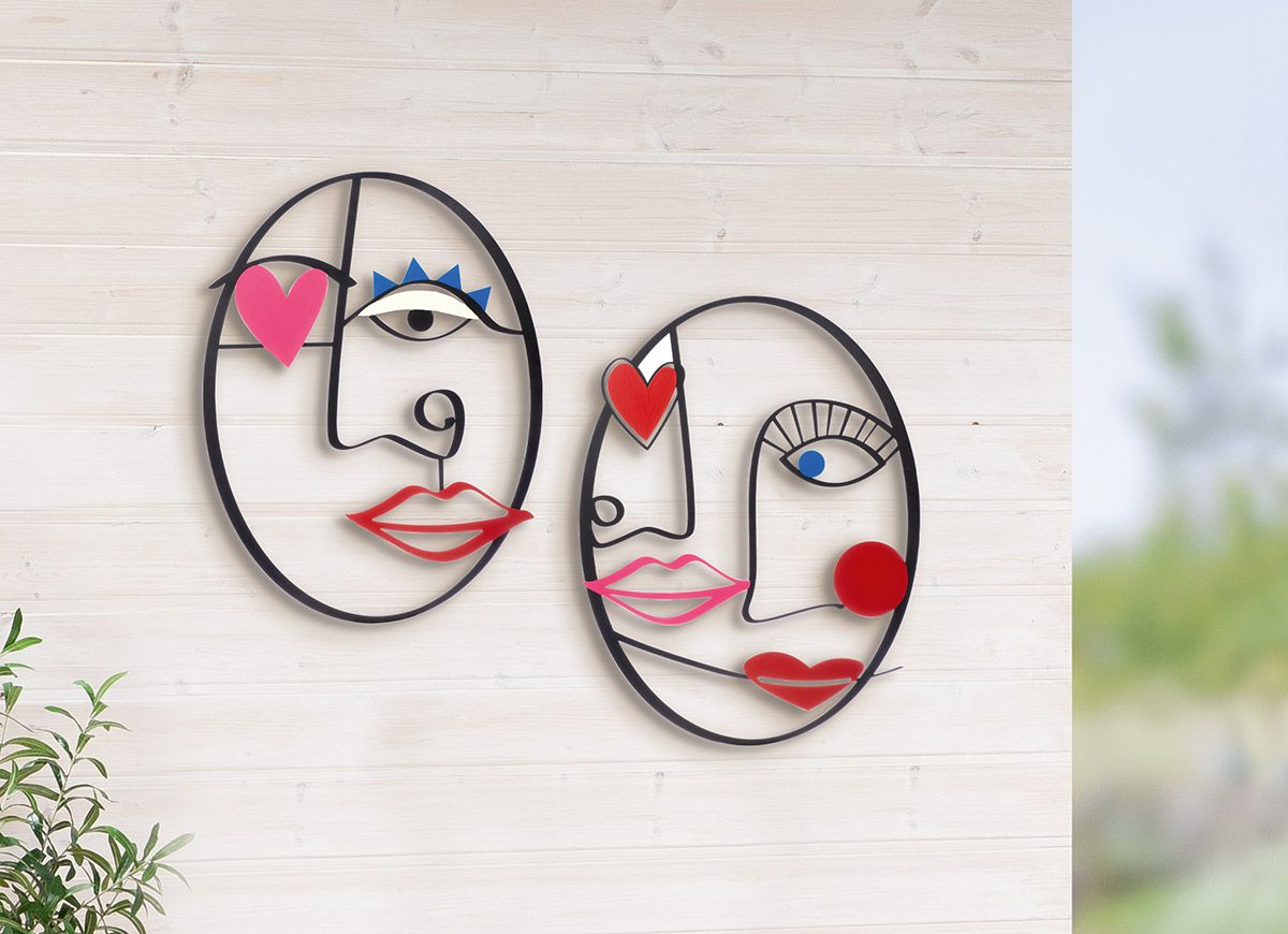 Metalen wandobject face I 47x60