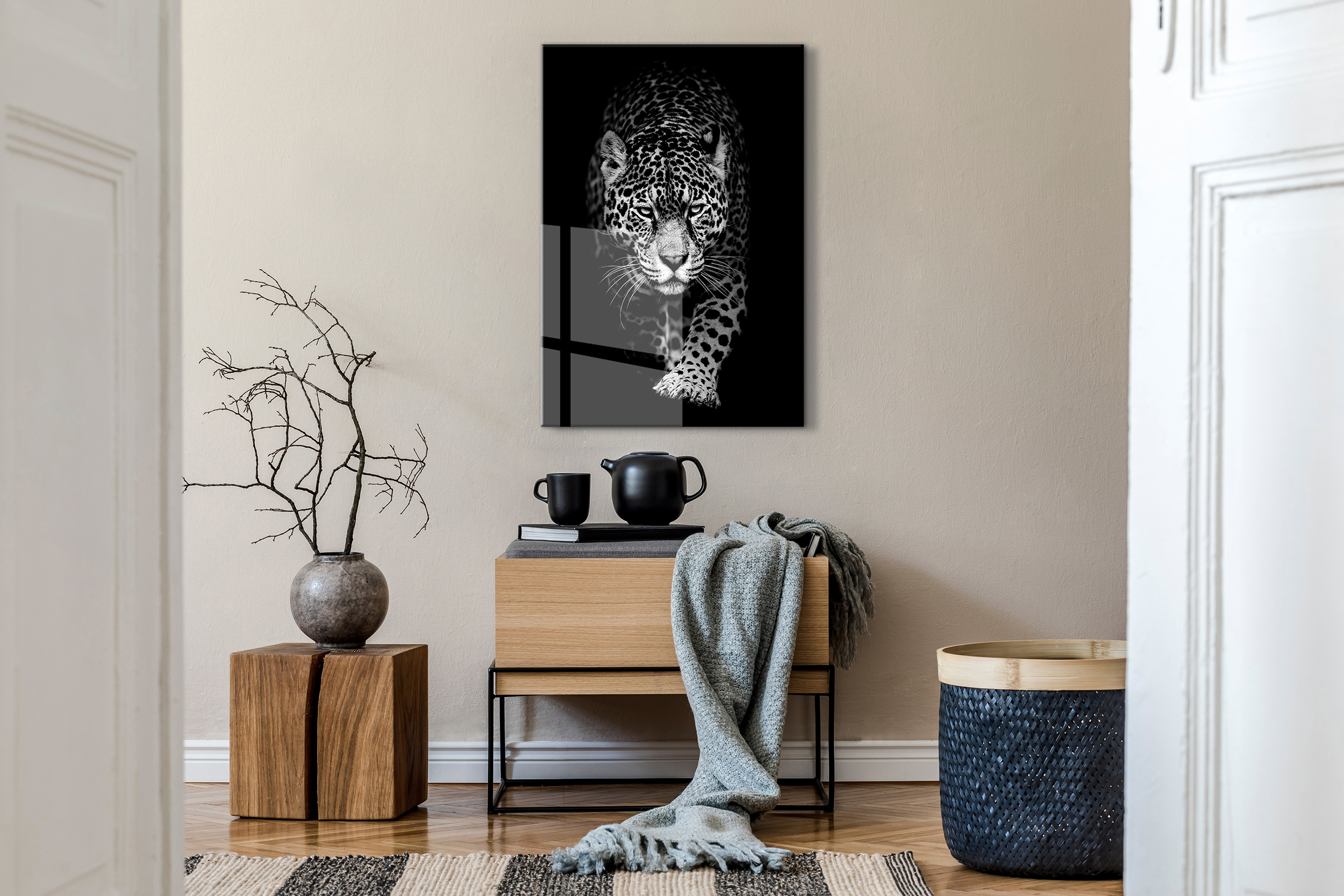 Leopard op glas 80x120