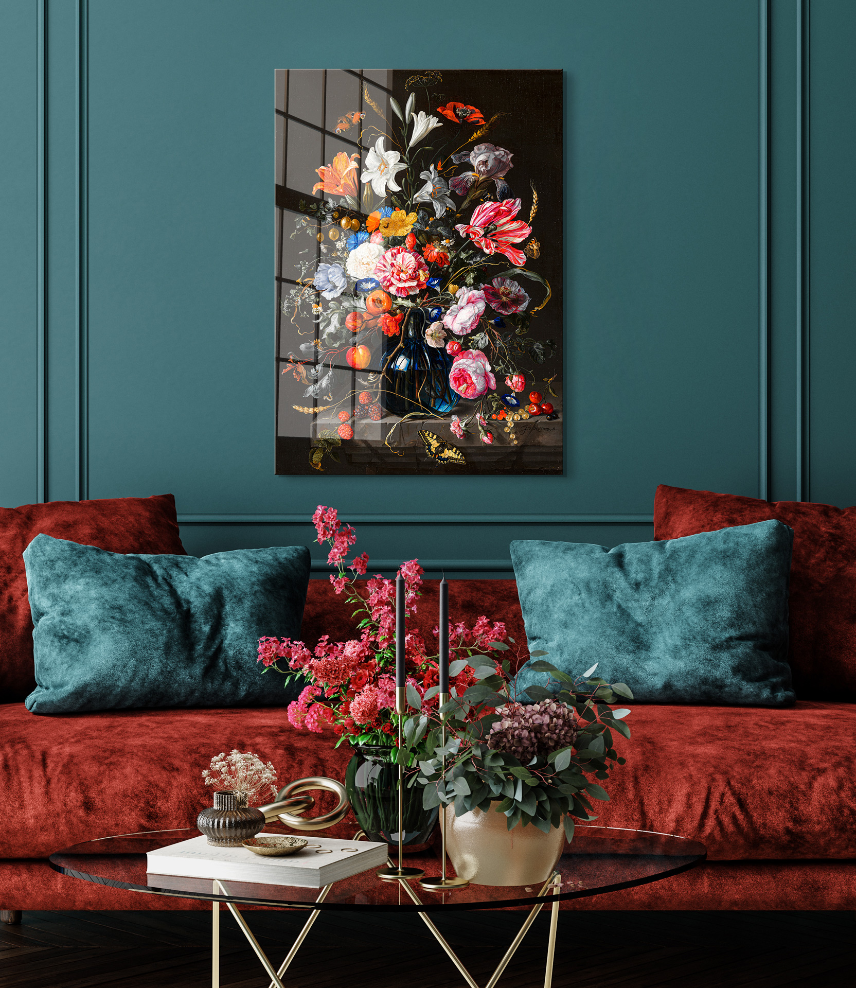 Stilleven op glas 70x100