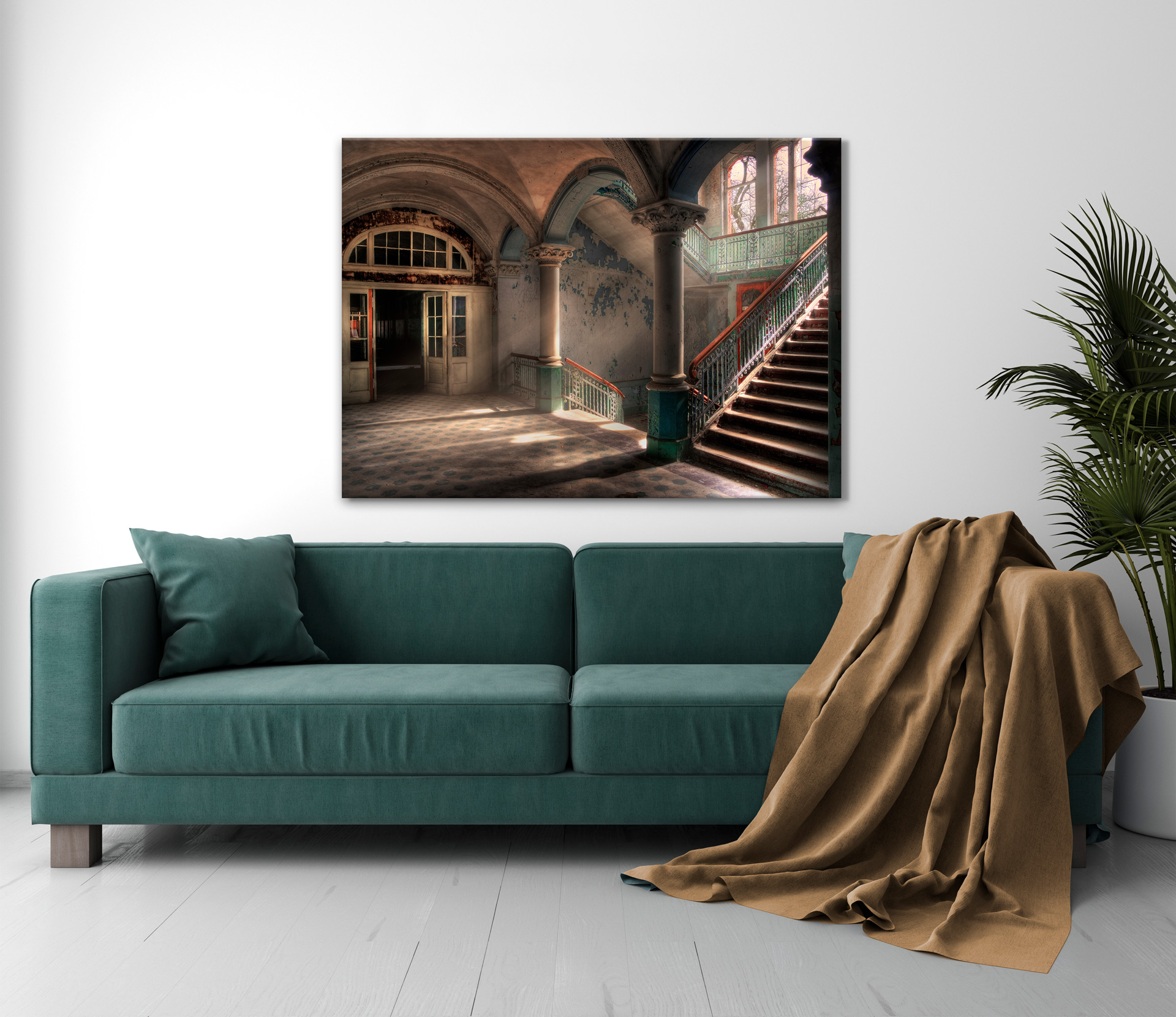 Empty stairways op glas 70x100