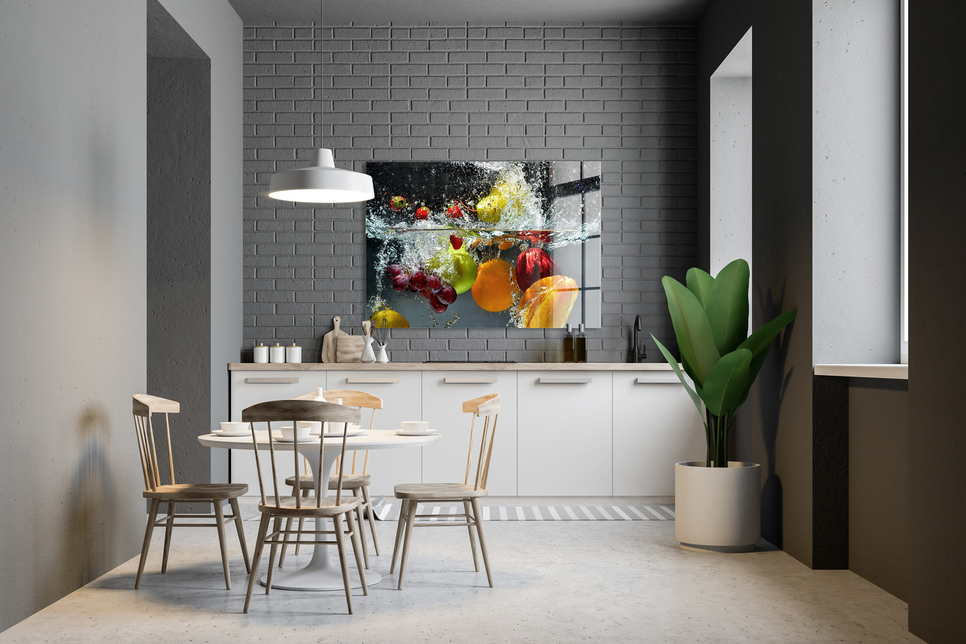 Fruitsplash op glas 70x100