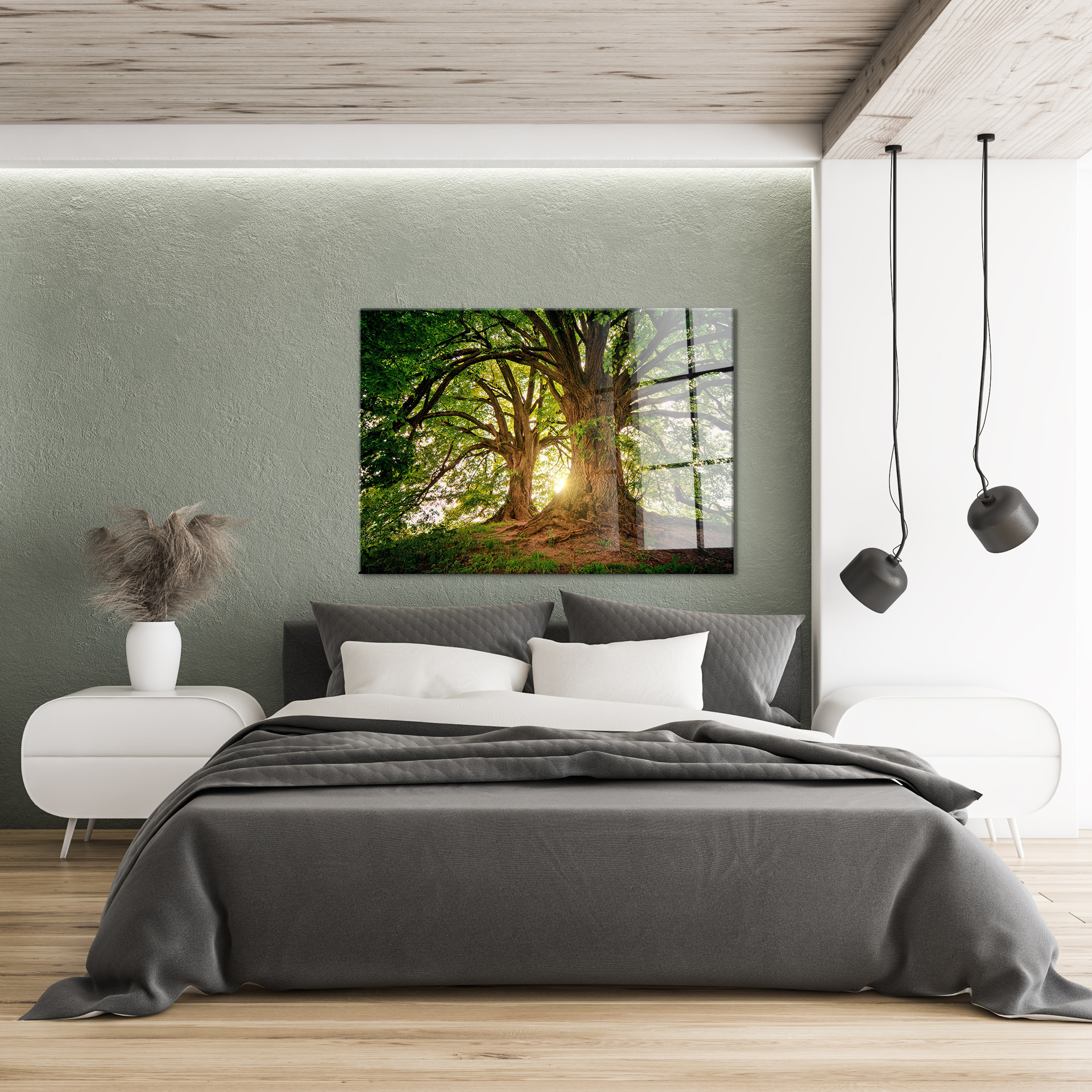 Bomen op glas 70x100