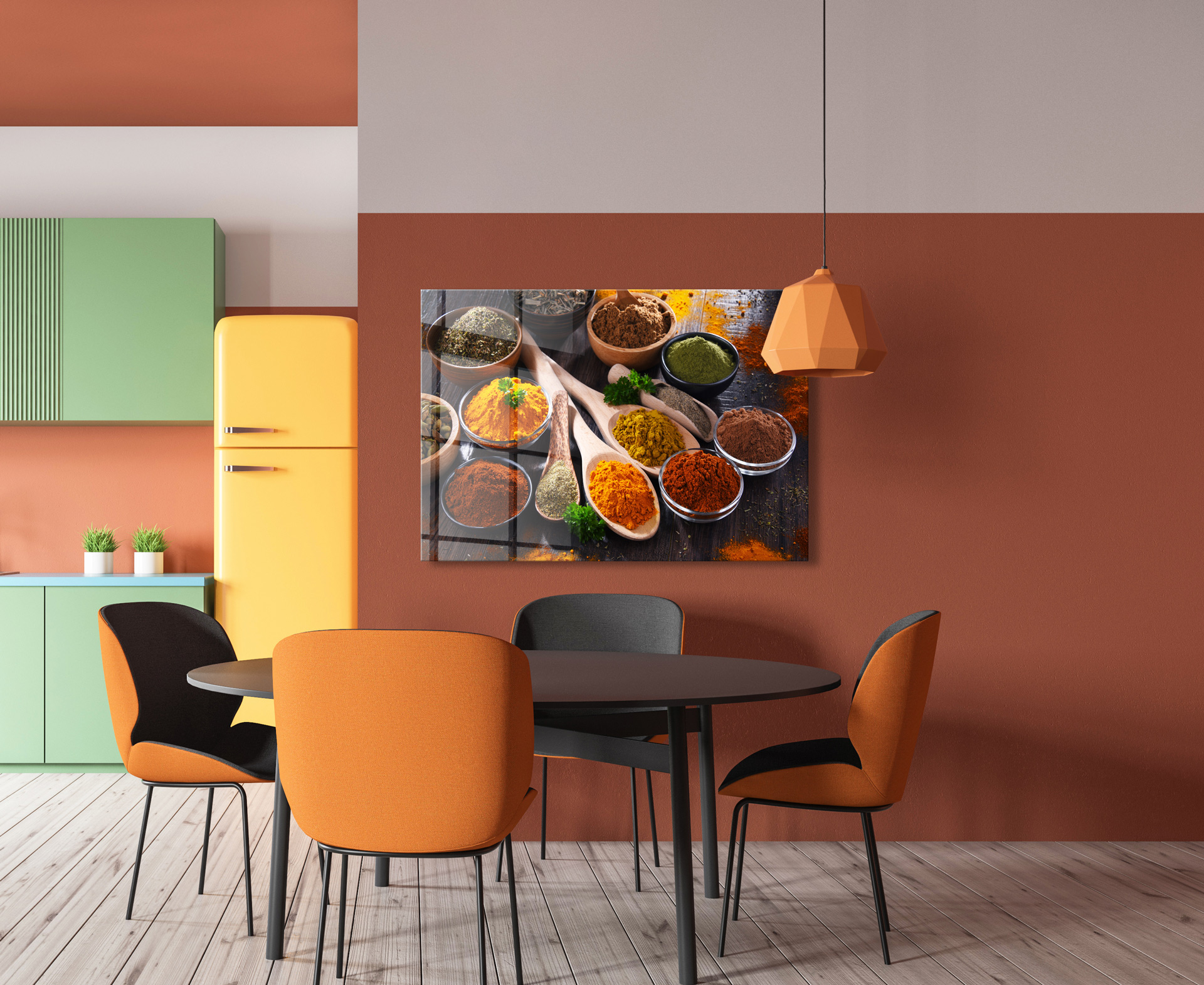 Specerijen op glas 70x100