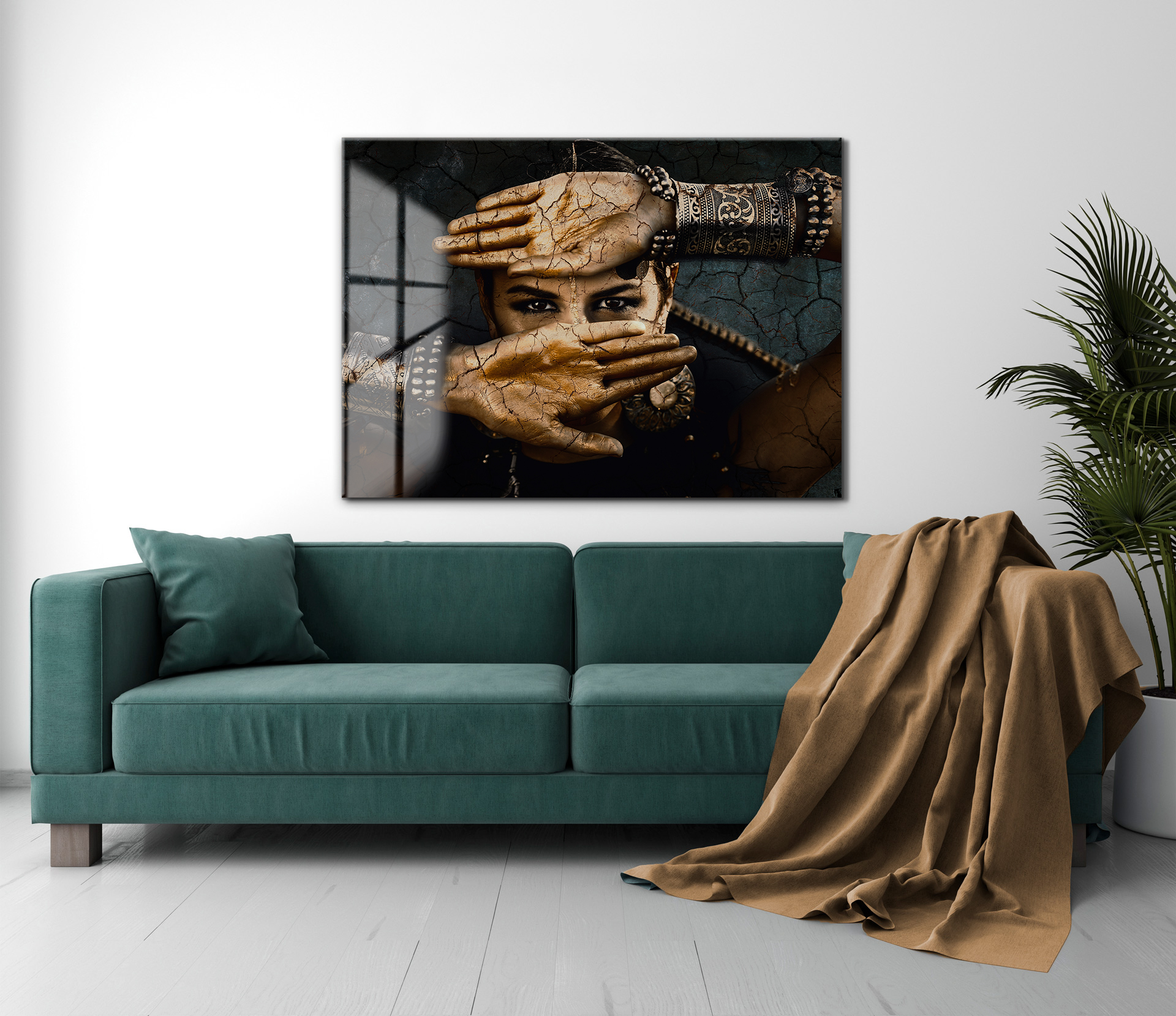 Gold gipsy woman op glas 70x100