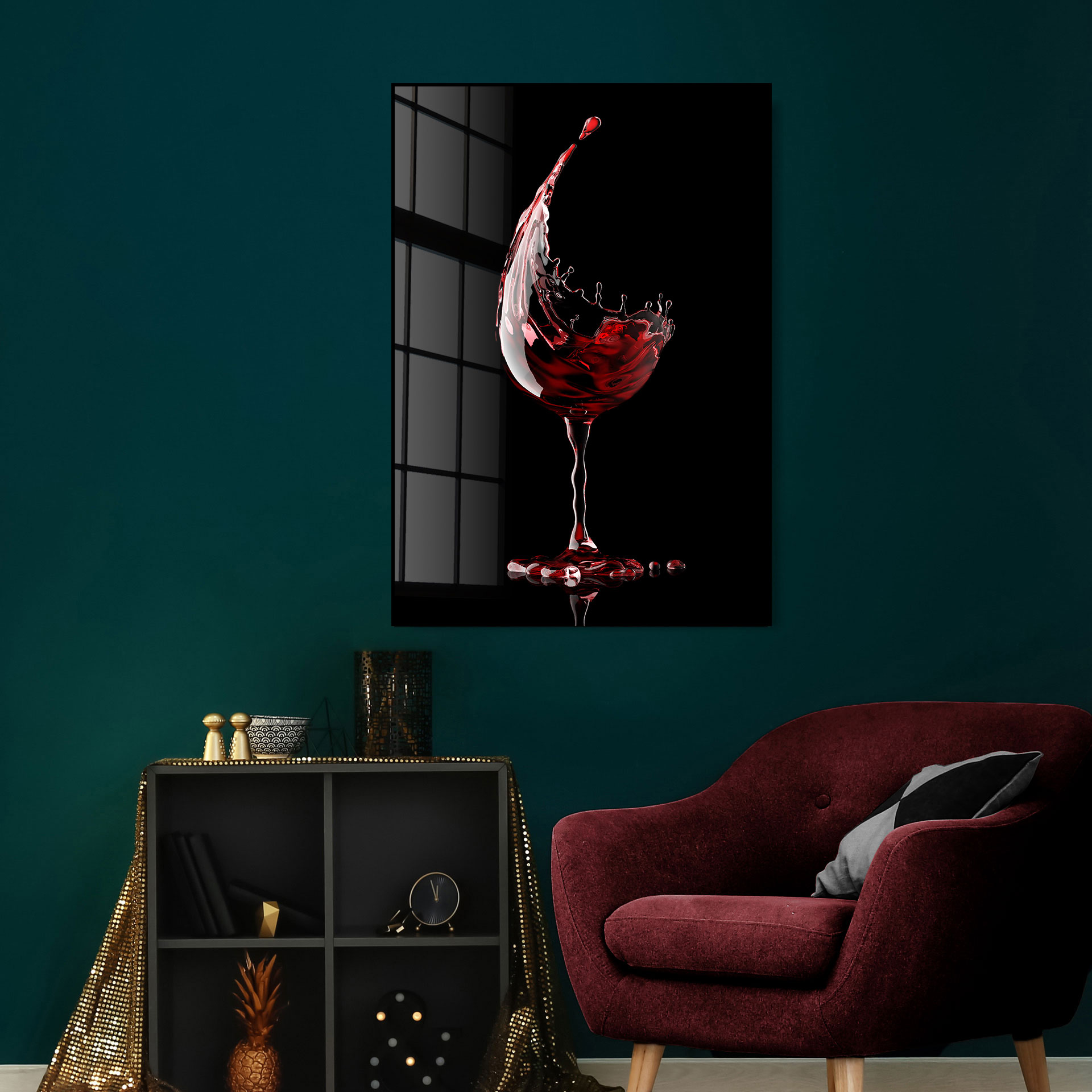 Wine splash op glas 70x100