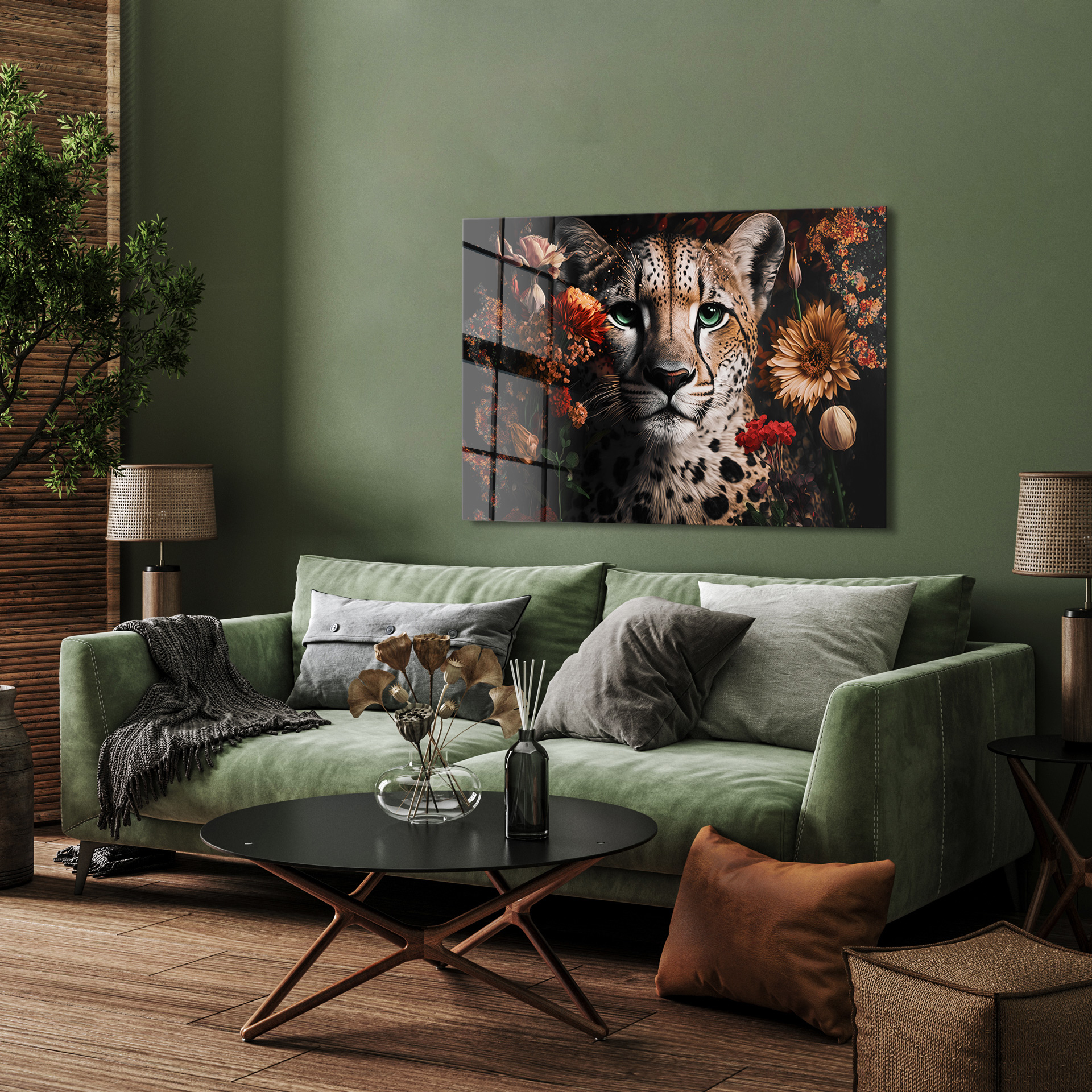 Exotic leopard op glas 70x100