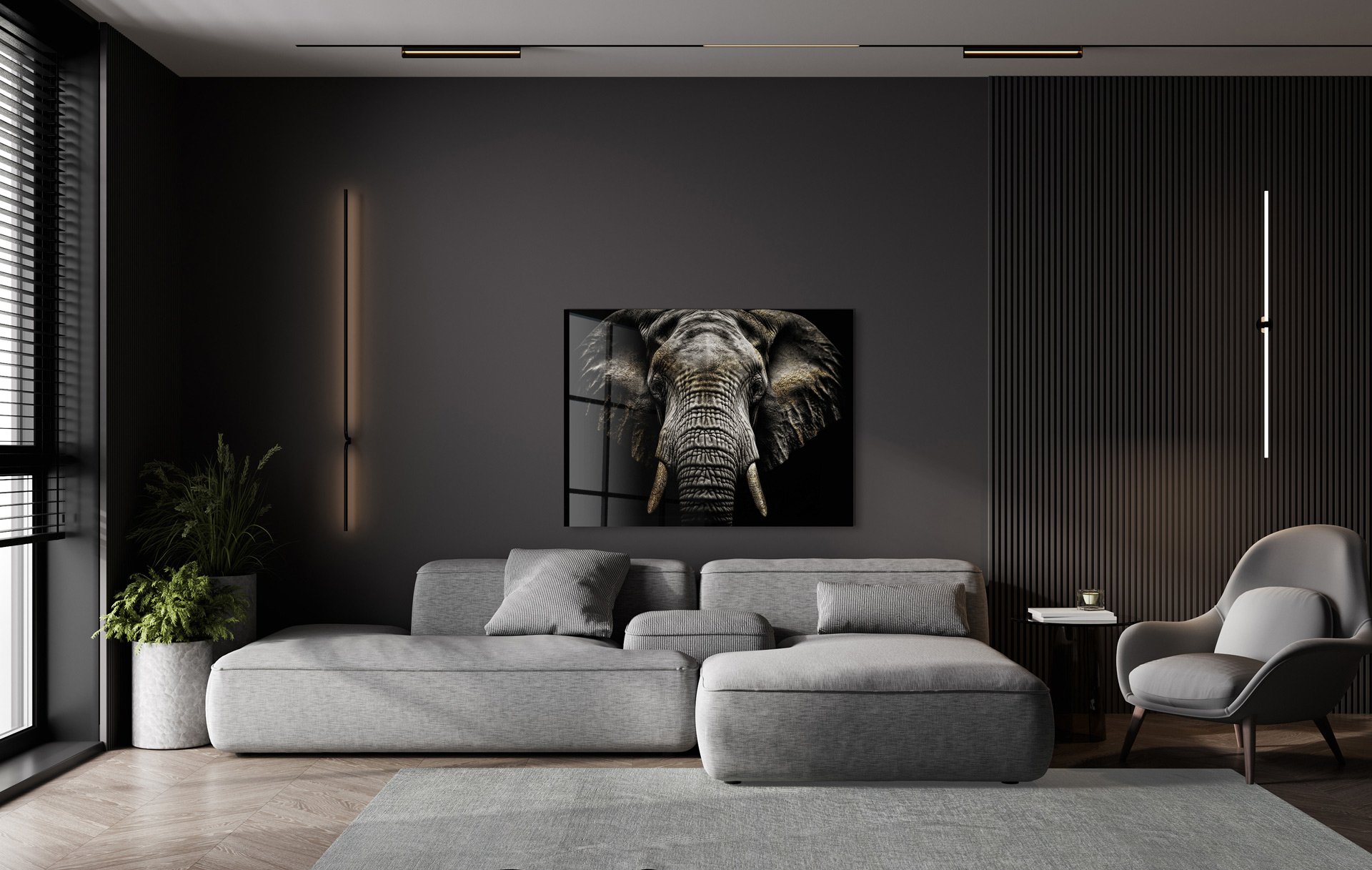 Olifant op glas 70x100