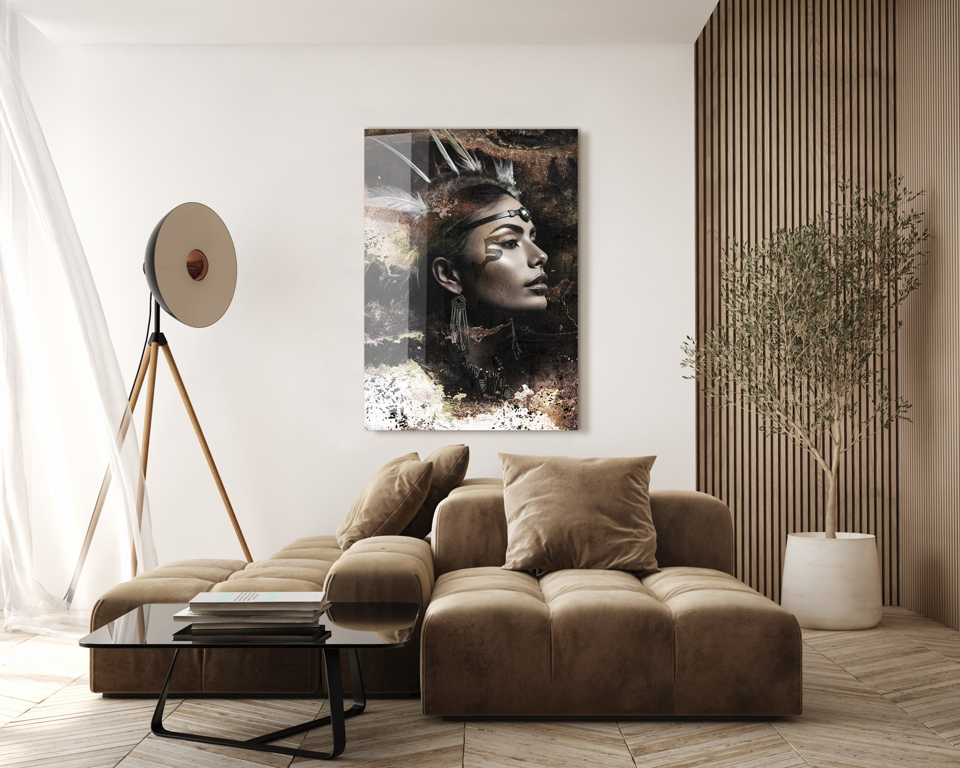 Boho leading woman II op glas 70x100