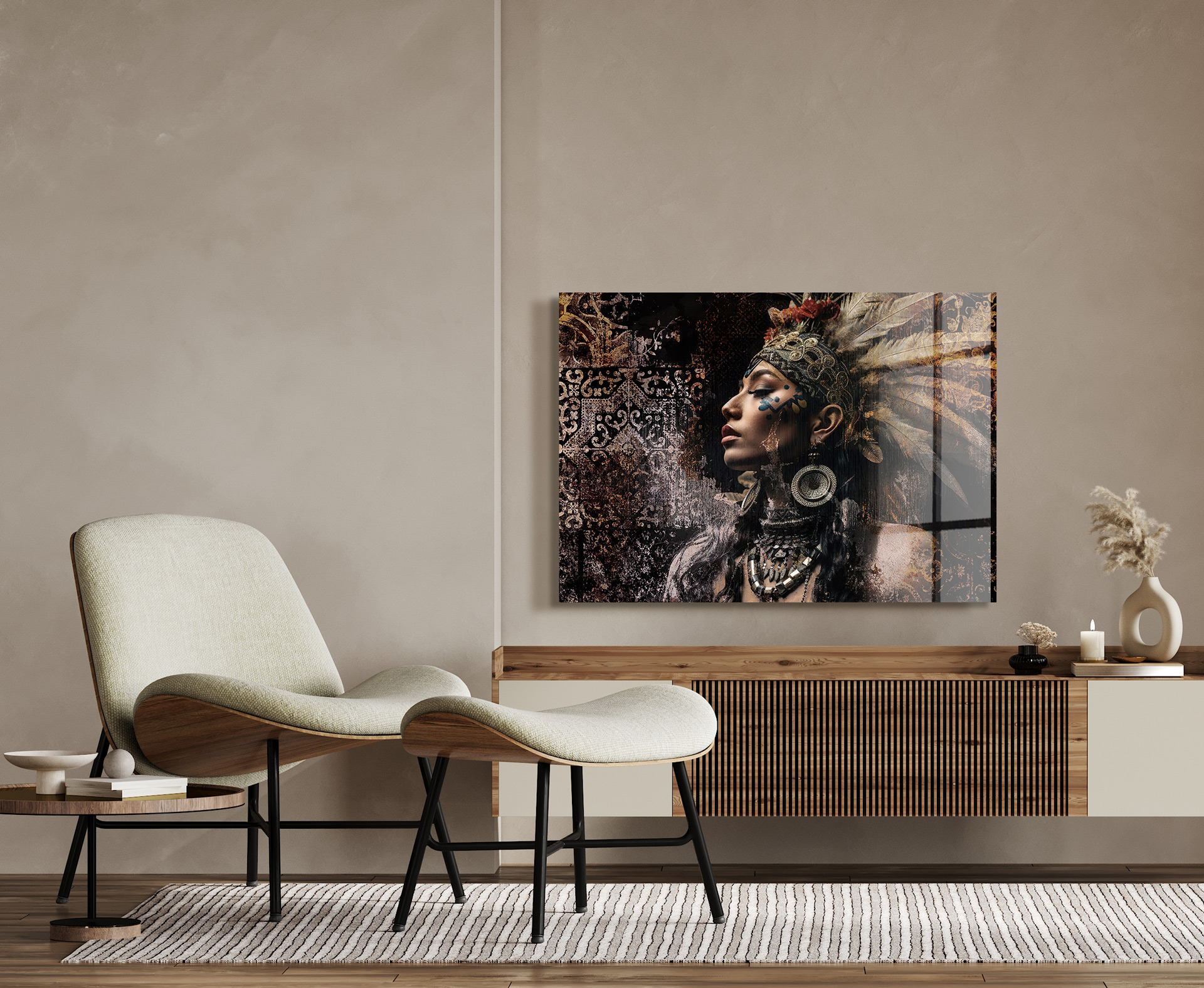Indian looks op glas 80x120