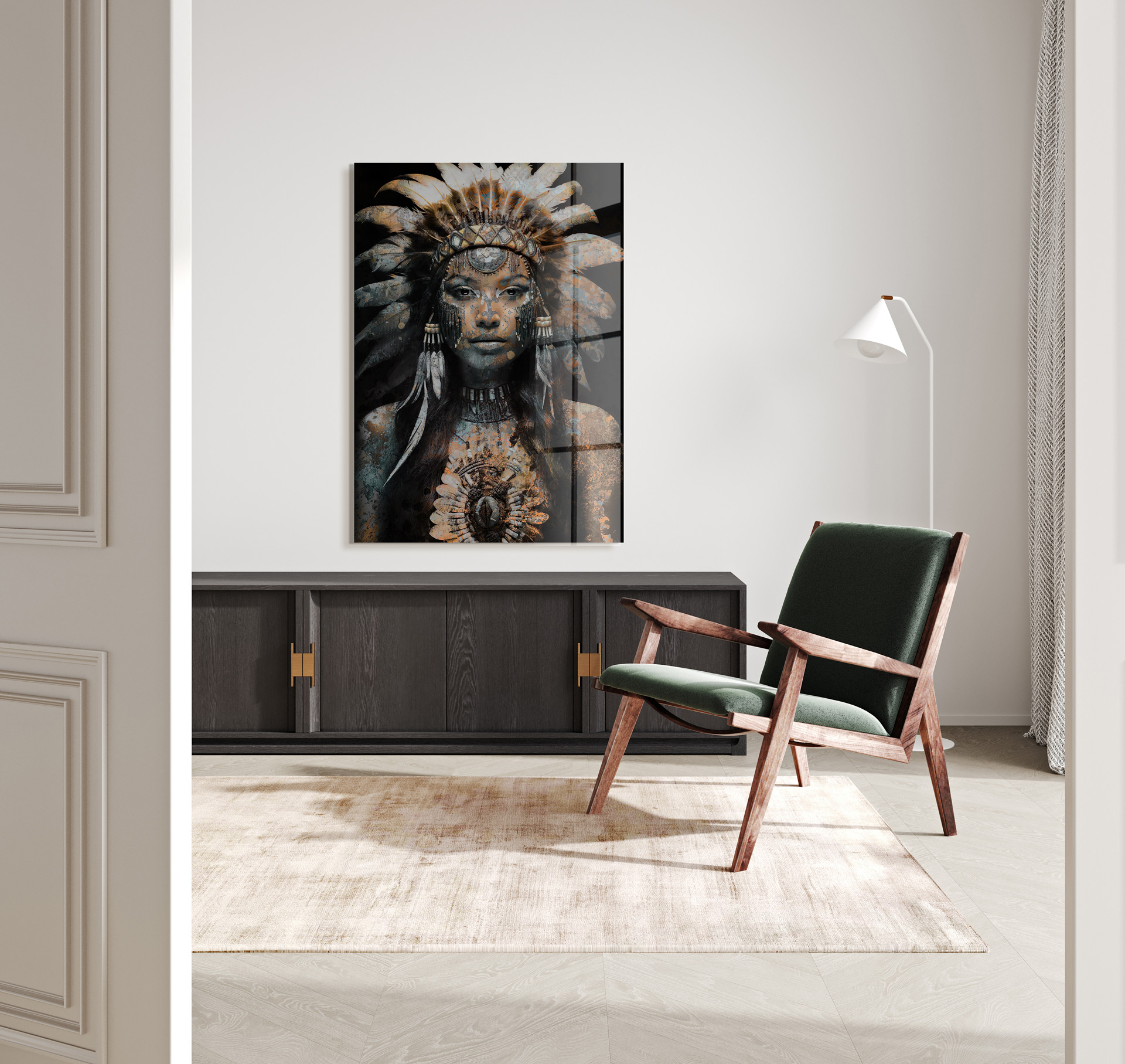 Indian adornment op glas 70x100
