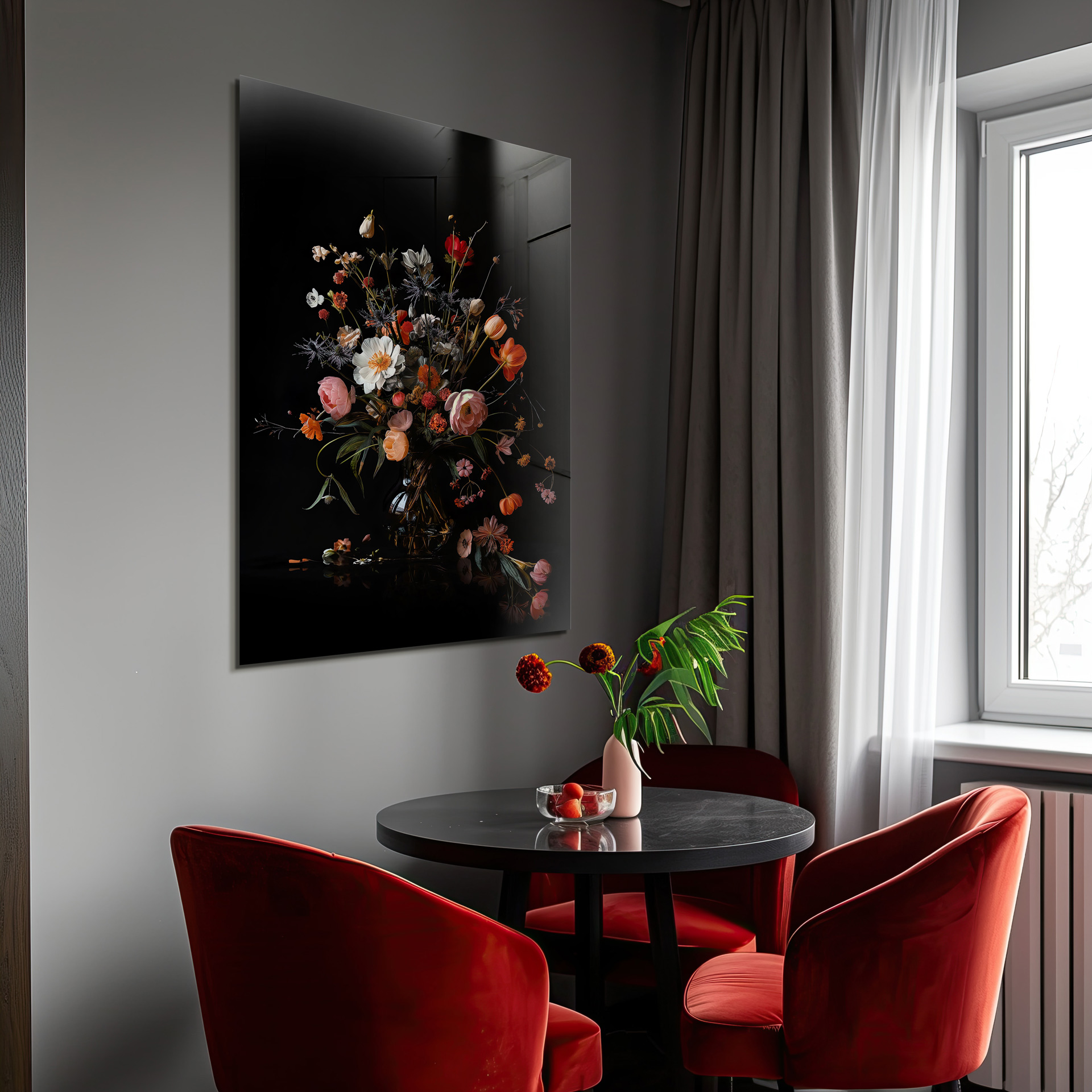 Spring flowers op glas 70x100