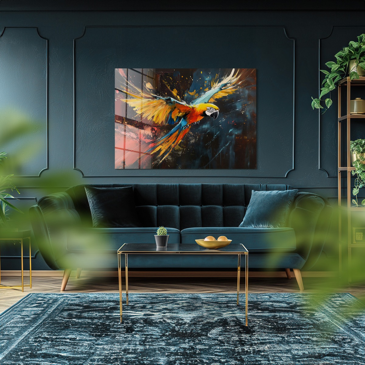 Papegaai op glas 70x100