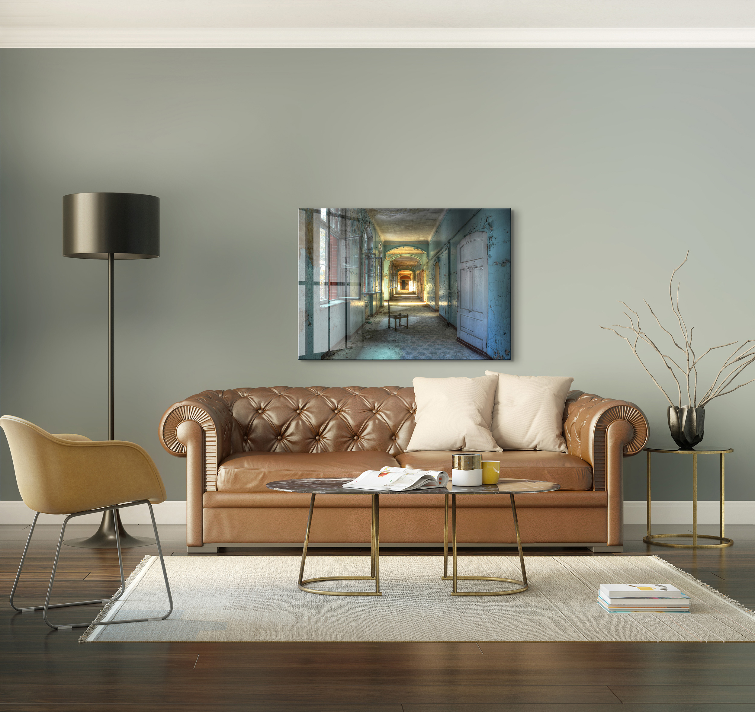 Verlaten gang op glas 70x100