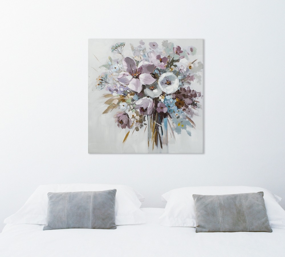 Schilderij bloemen in vaas 80x80