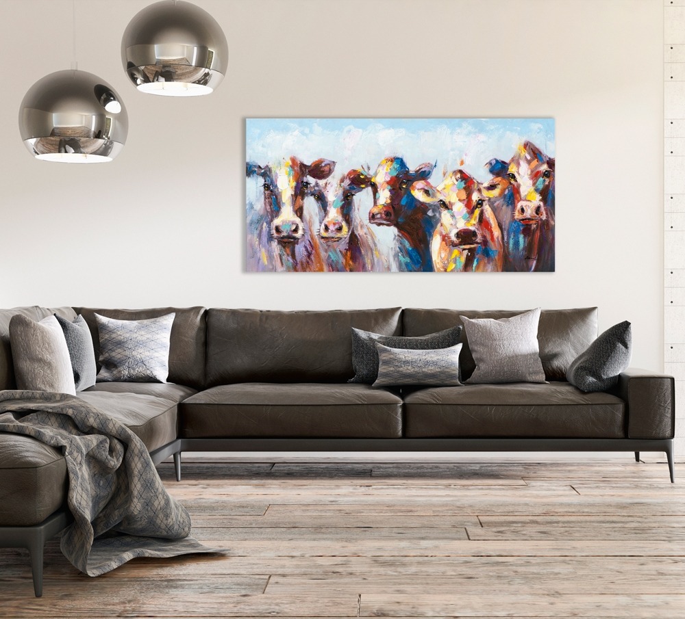 Schilderij koeien 70x140