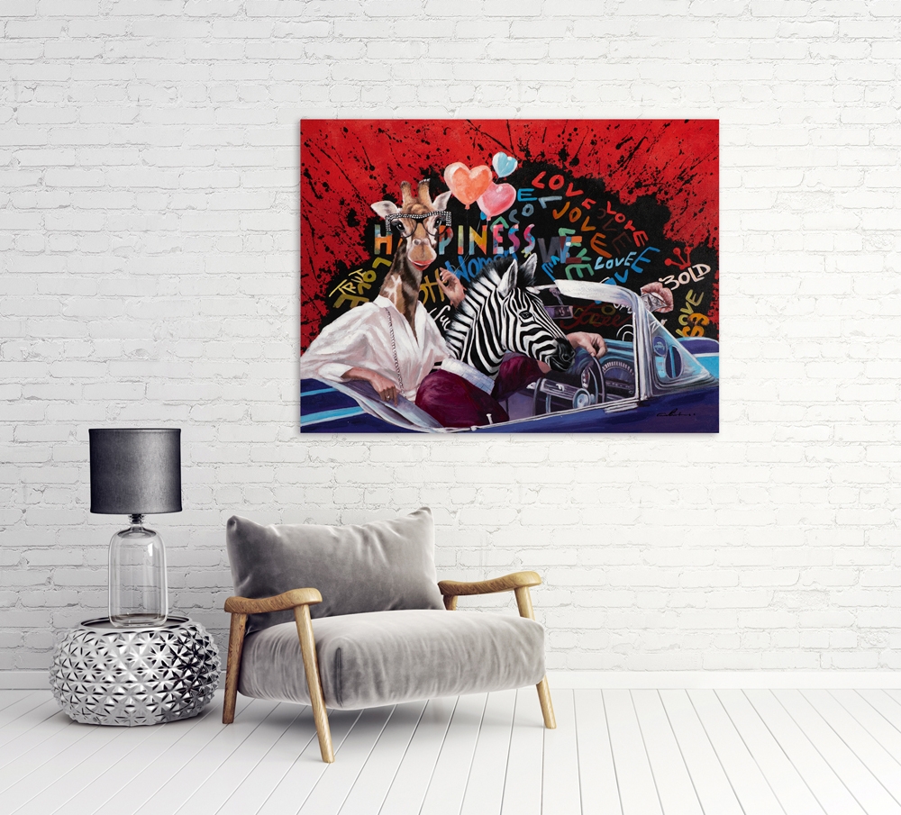 Schilderij pop art honeymoon 90x120