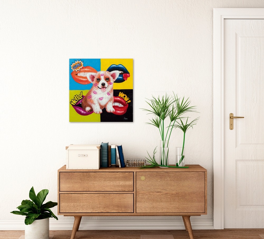 Schilderij popart hond 60x60