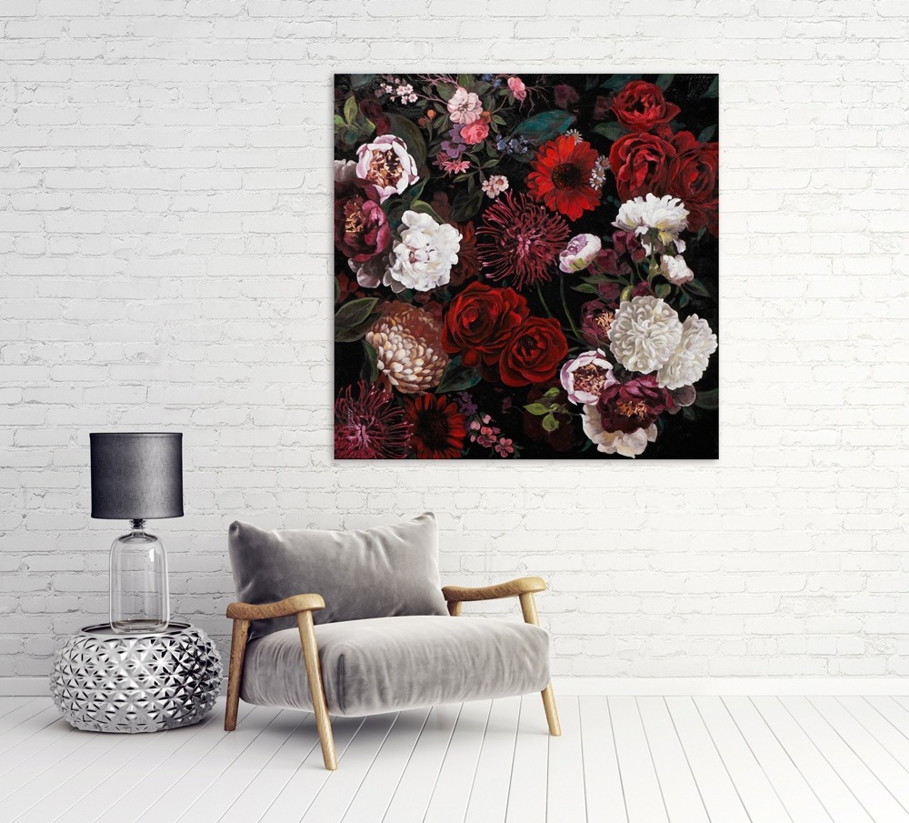 Schilderij bloemen 100x100
