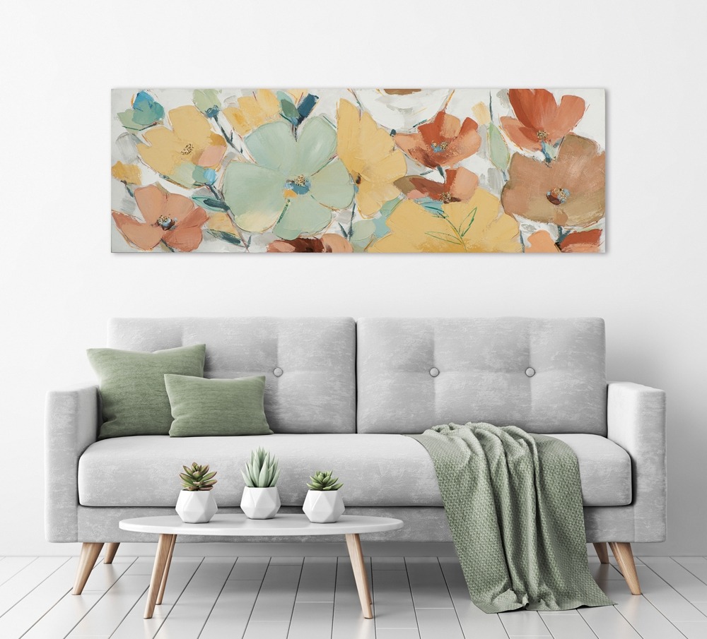 Schilderij bloemen 50x150
