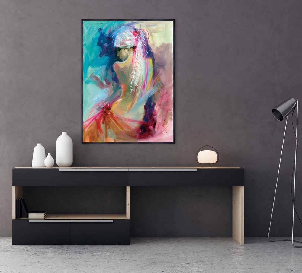 Schilderij coloured nude met lijst 90x120