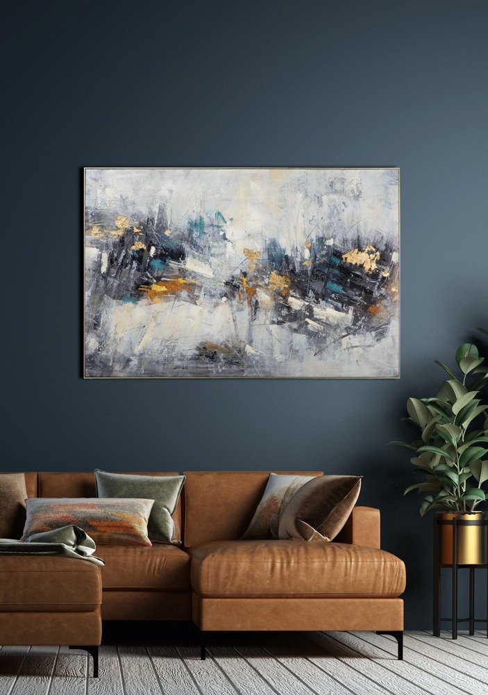 Schilderij abstract met lijst 100x150