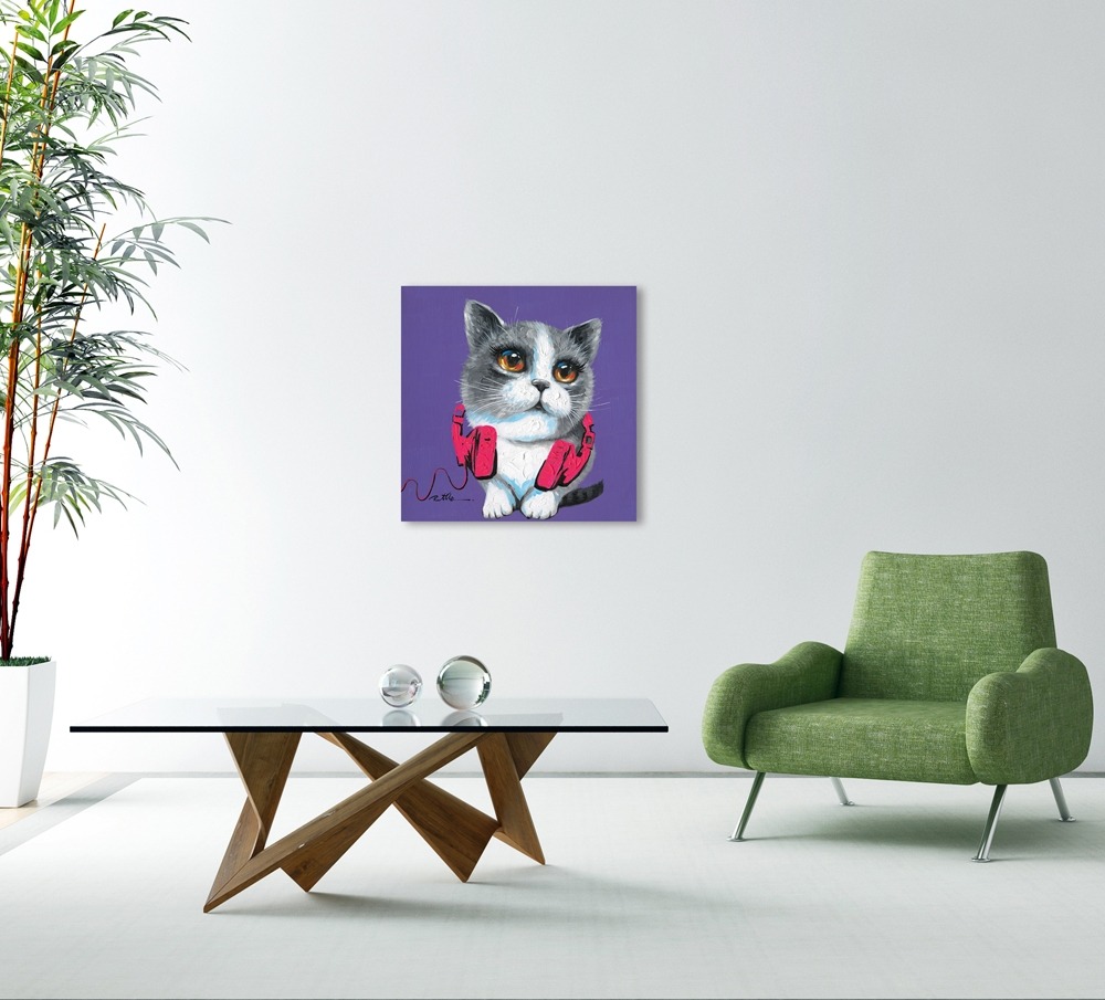 Schilderij poes 60x60 