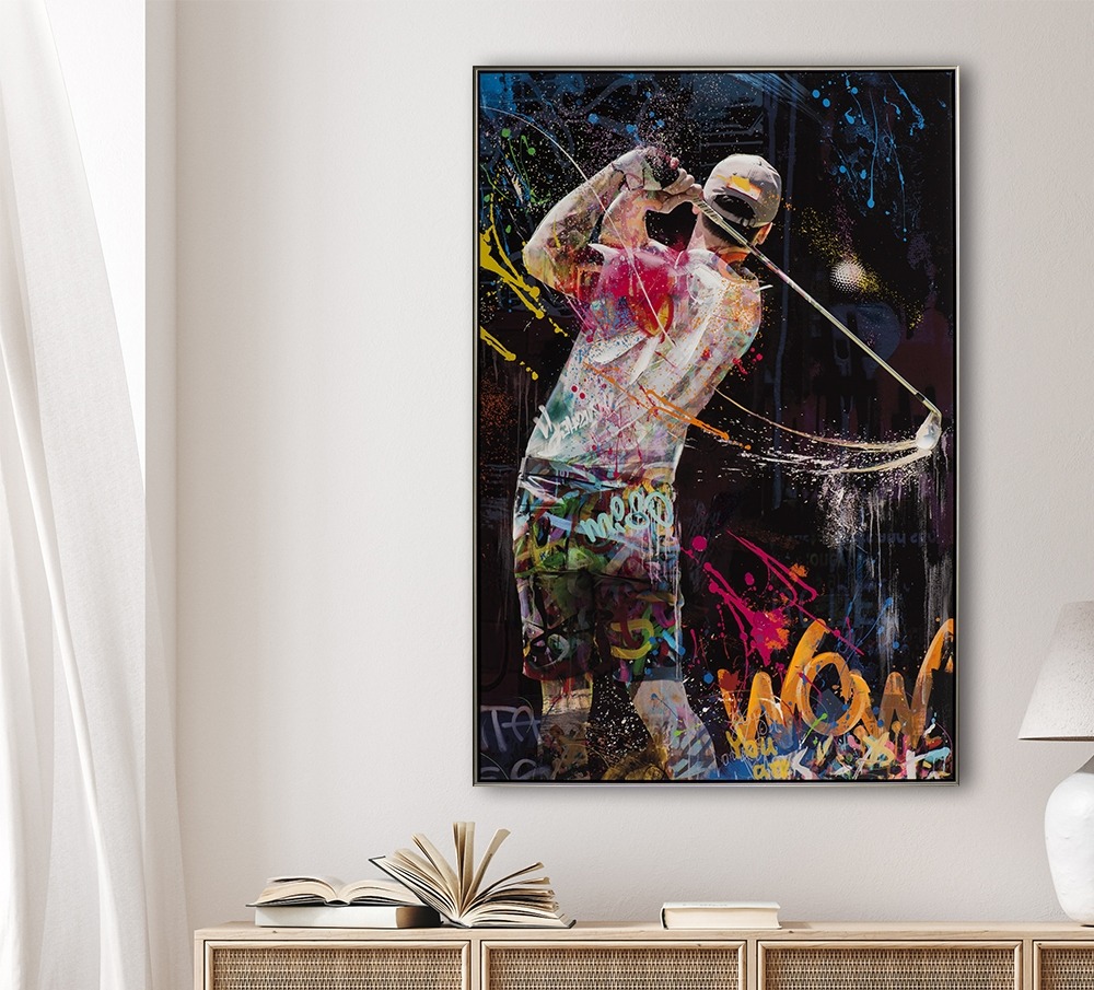 Schilderij golfer 82x122