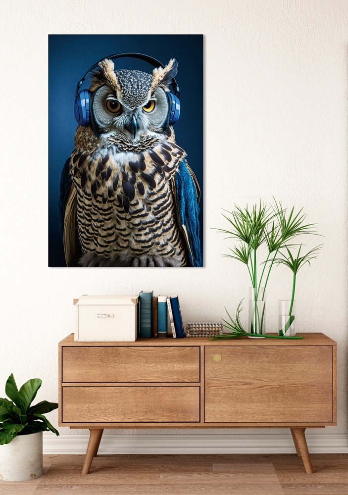 Uil op glas 80x120