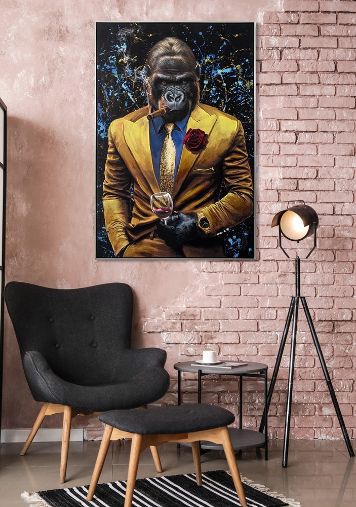 Schilderij gorilla met lijst 82x122
