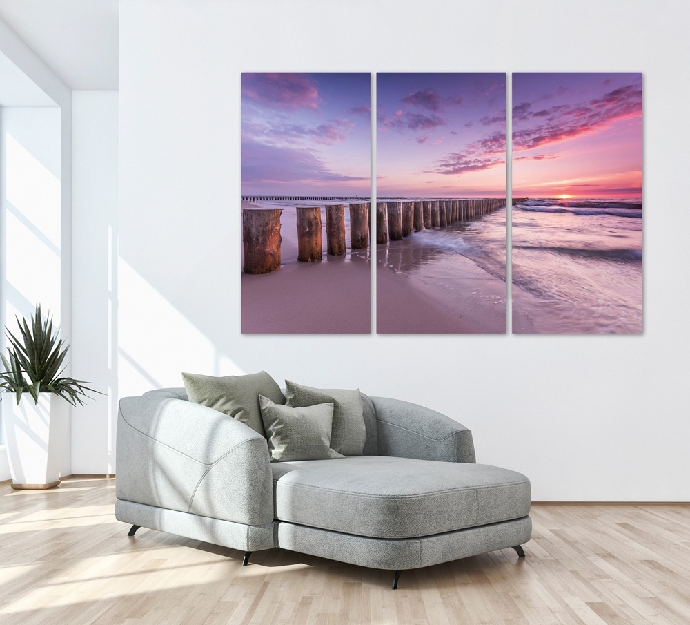Meerluik strand op glas 120x180