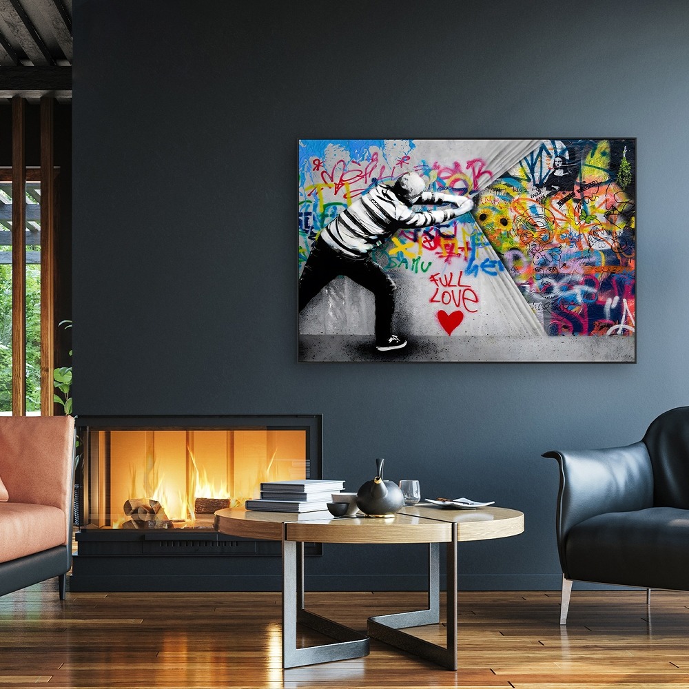 Schilderij street art met lijst 80x120