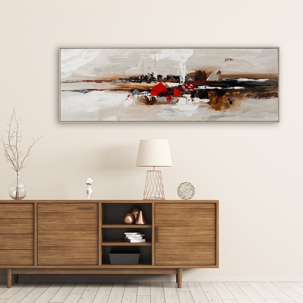 Schilderij abstract met lijst 50x150