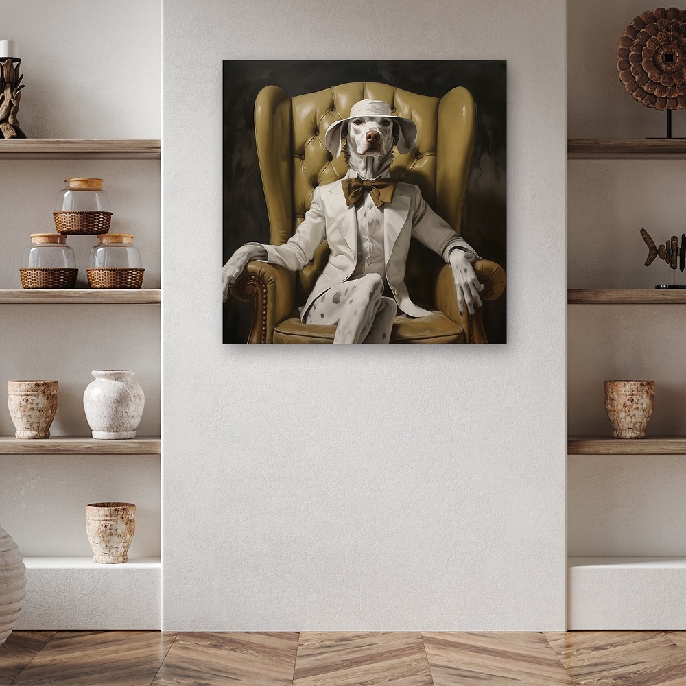 Stylish dog op glas 80x80