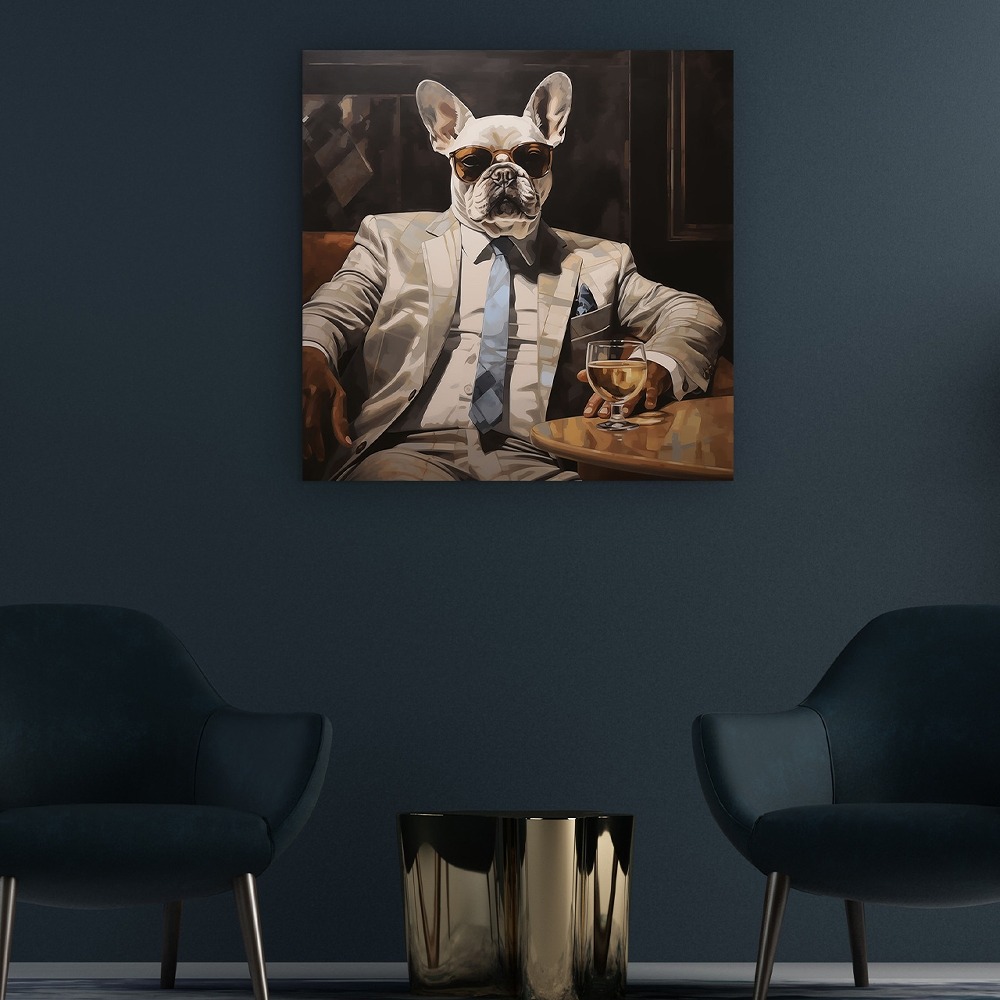 Stylish bull dog op glas 80x80