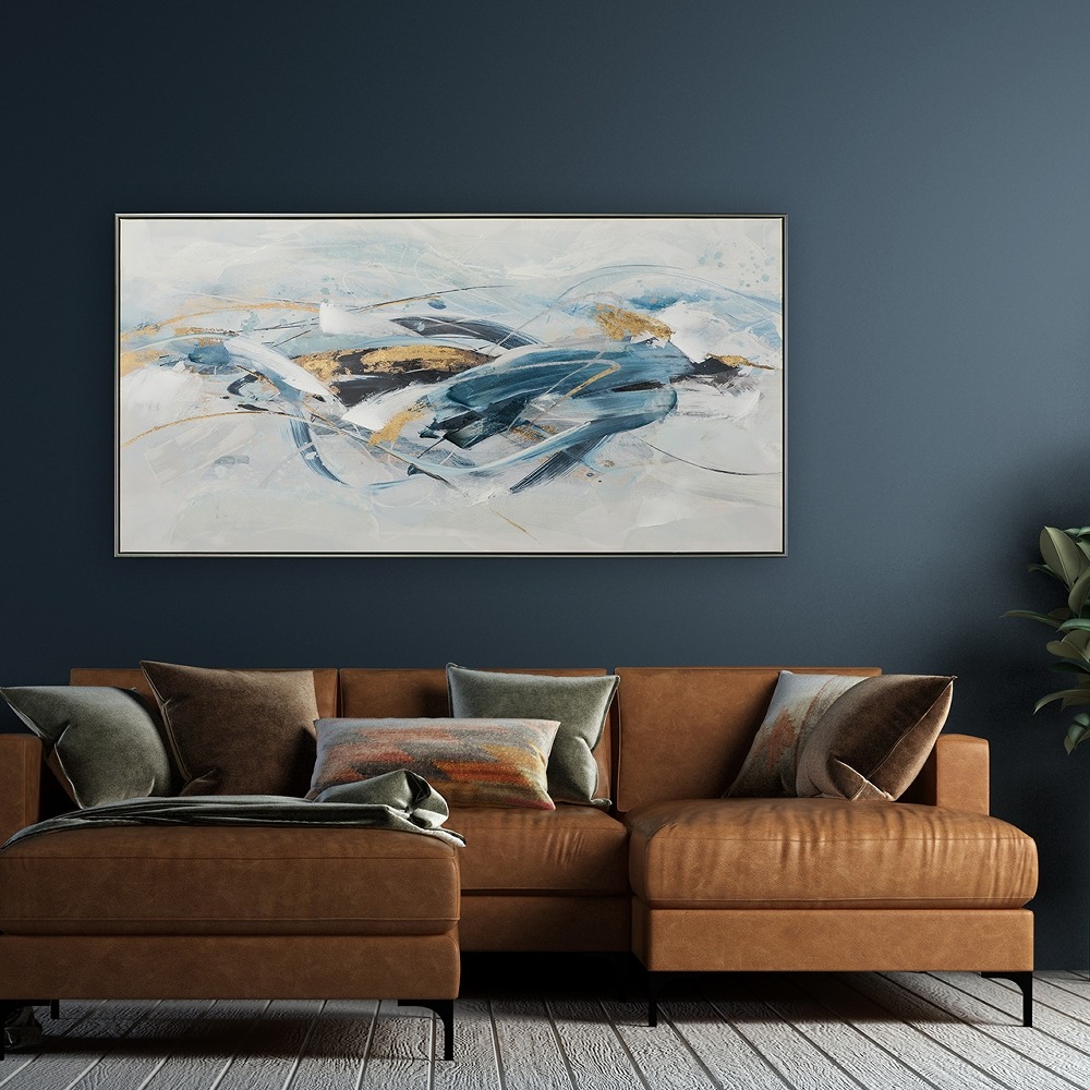 Schilderij abstract met lijst 70x140