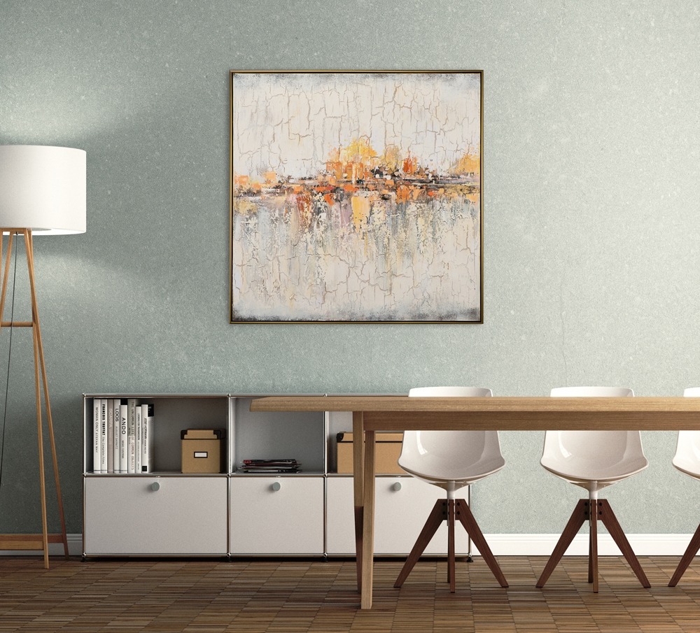 Schilderij abstract met lijst 102x102