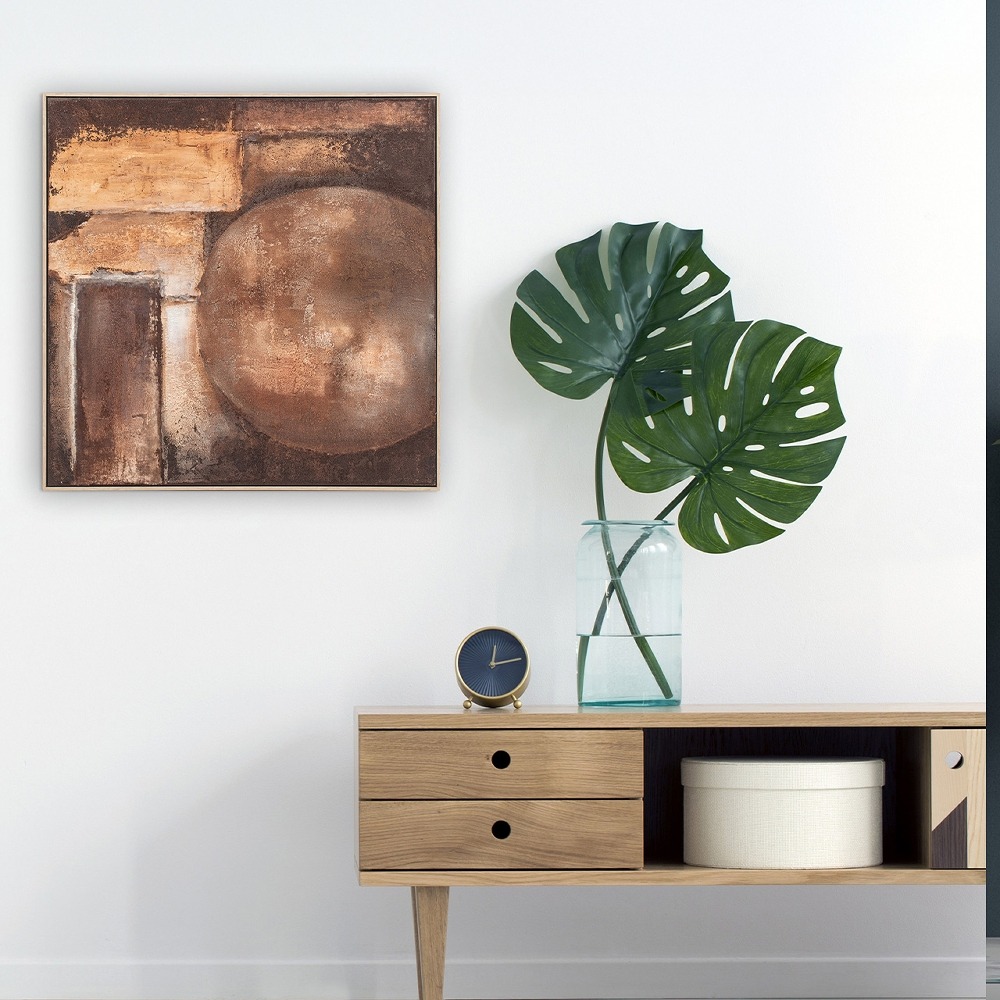 Schilderij abstract bruin met lijst 102x102