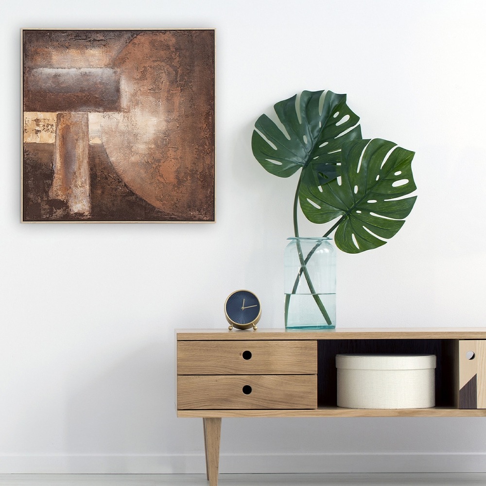 Schilderij abstract bruin met lijst 102x102