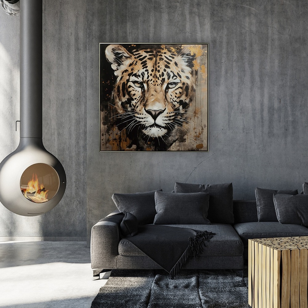 Schilderij tijger met lijst 82x82