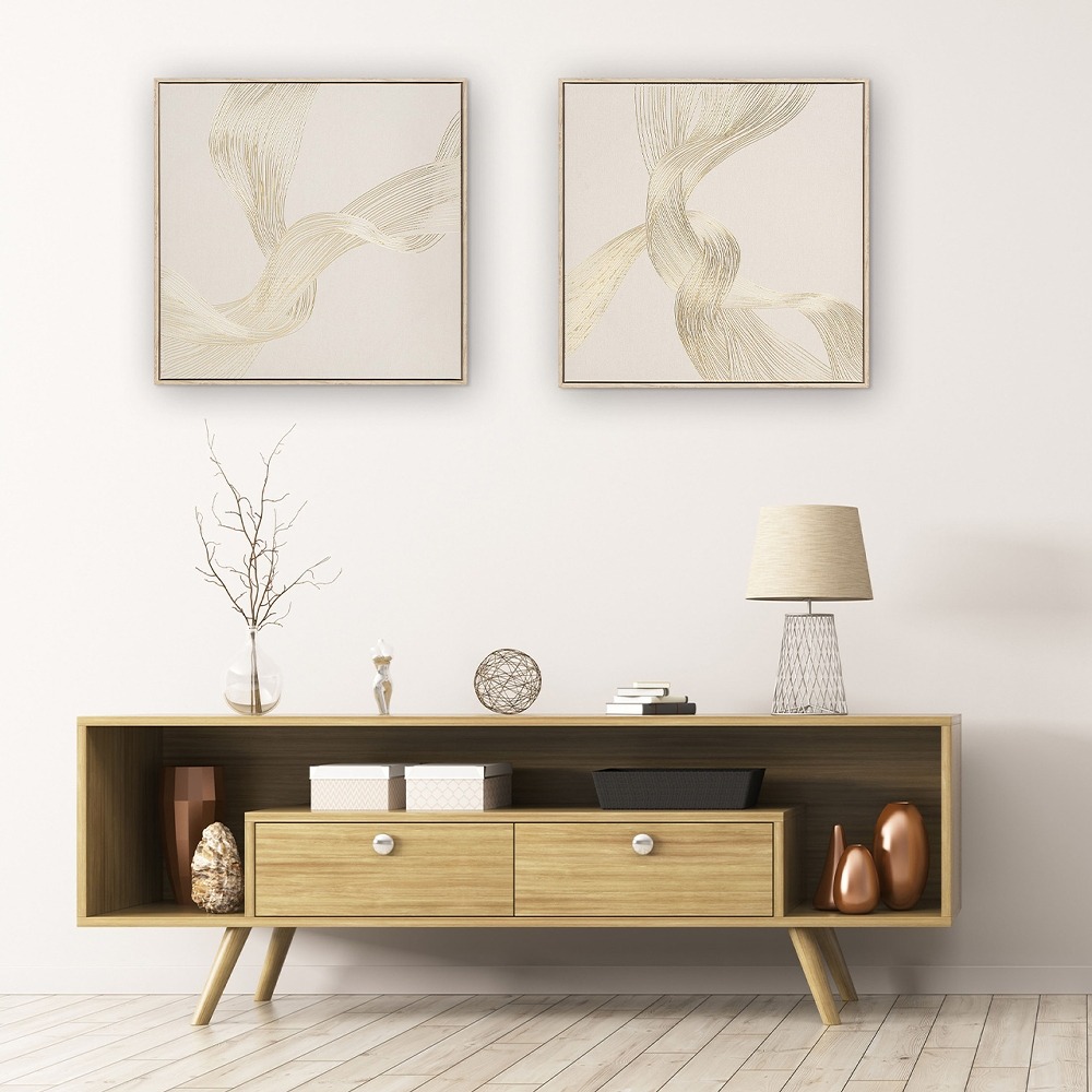 Schilderij abstract met lijst 60x60