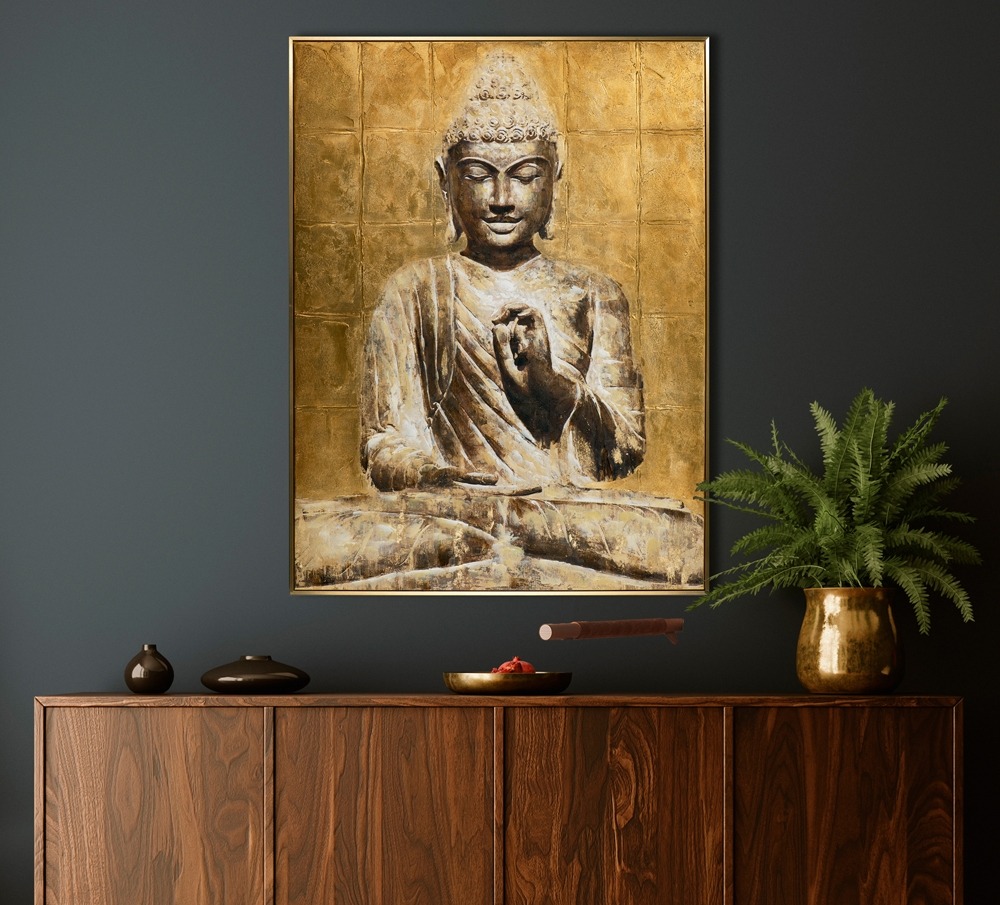 Schilderij boeddha goud 90x120