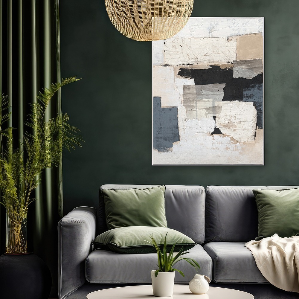 Schilderij abstract met lijst 90x120