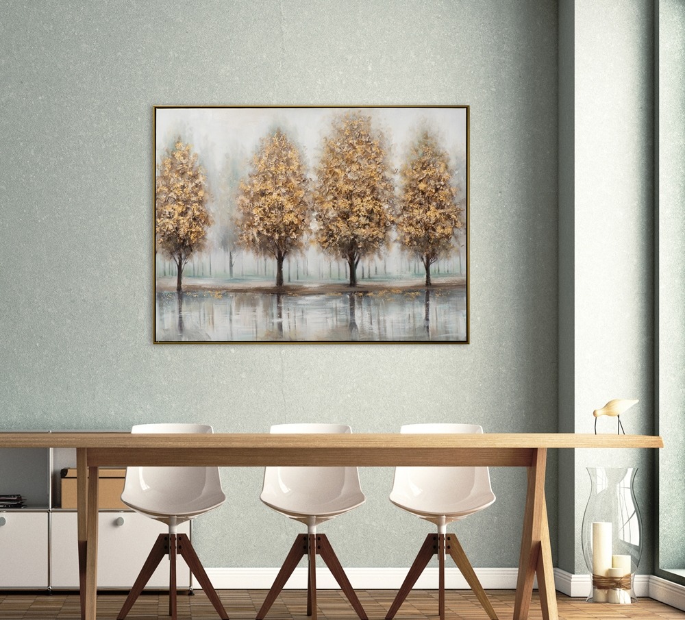 Schilderij golden trees met lijst II 90x120