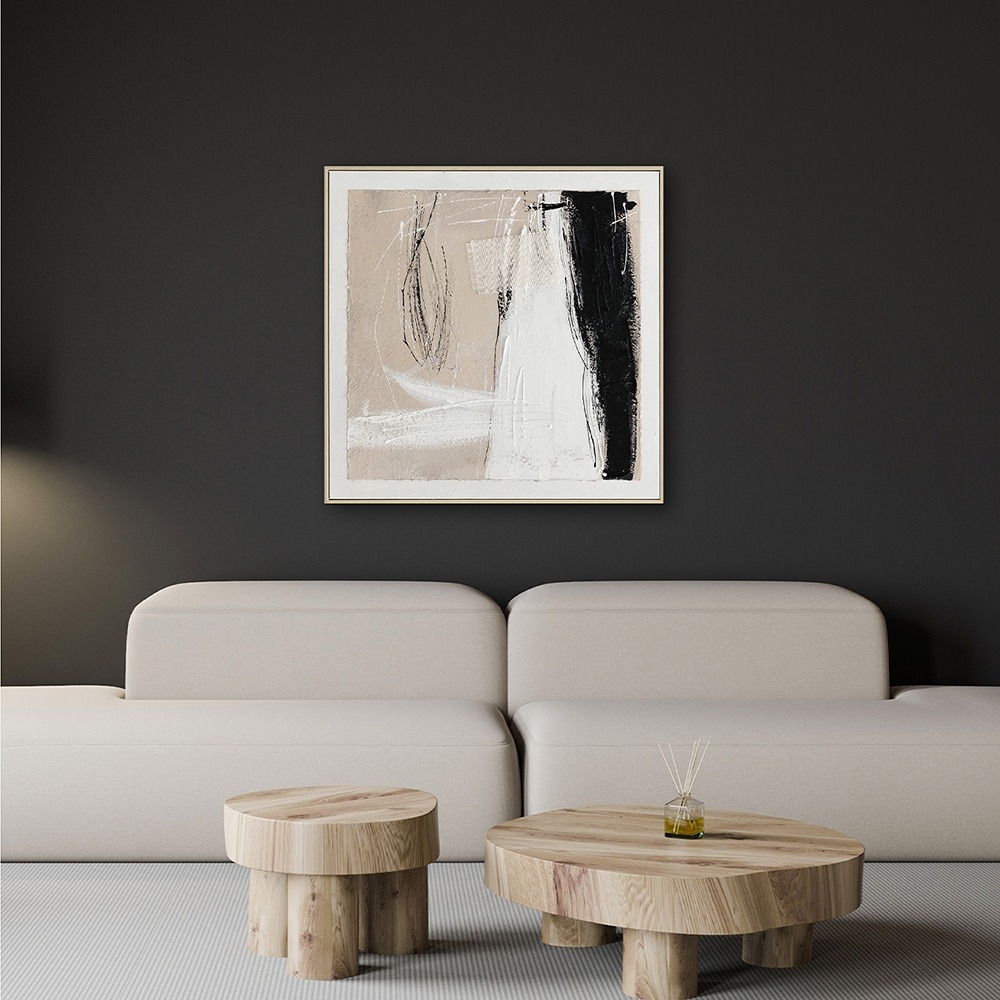 Schilderij abstract met lijst II 80x80