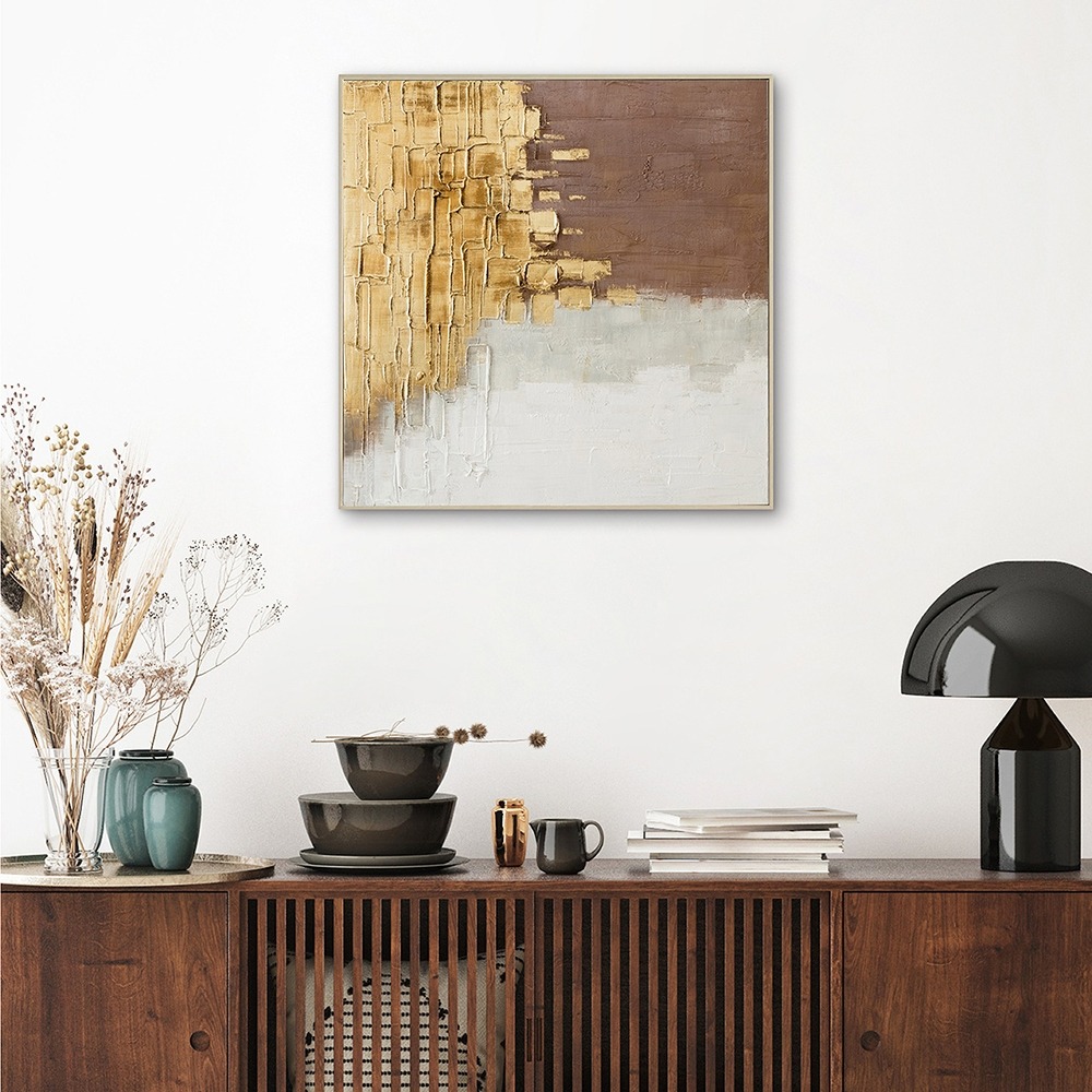 Schilderij abstract met lijst 100x100