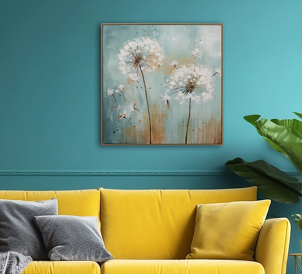 Schilderij bloemen met lijst 82x82