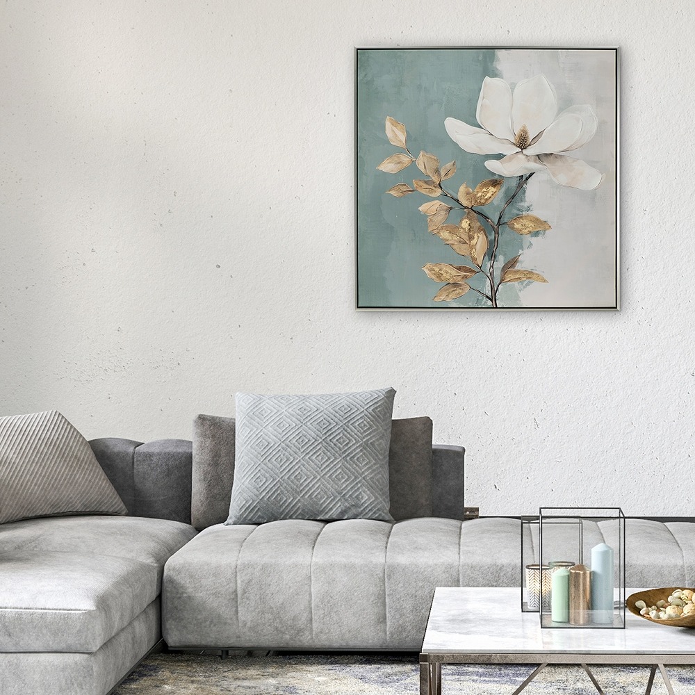 Schilderij bloem met lijst 80x80