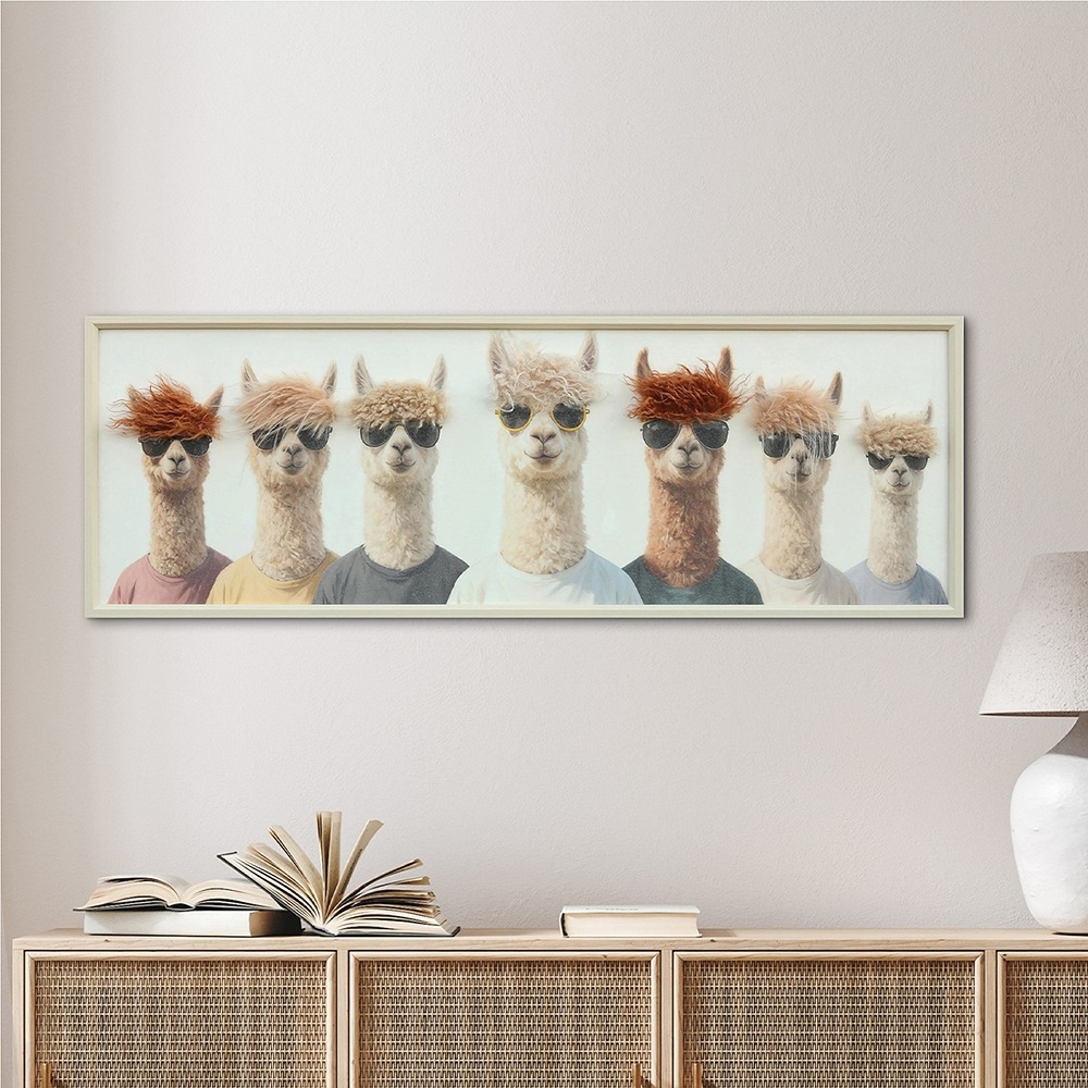 Schilderij lama's met fluffy haar 40x120